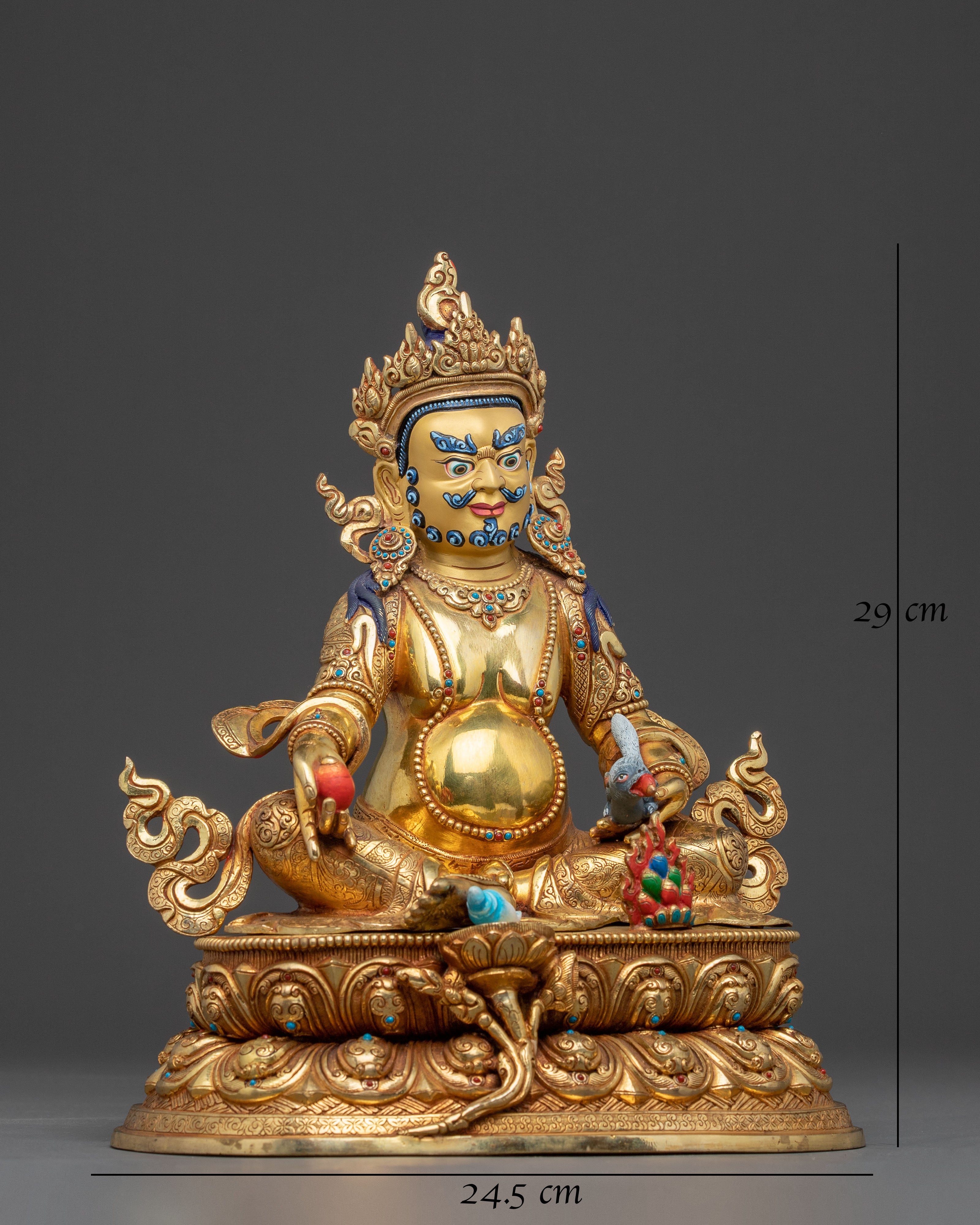 Handcrafted Dzambhala Golden Statue of Wealth