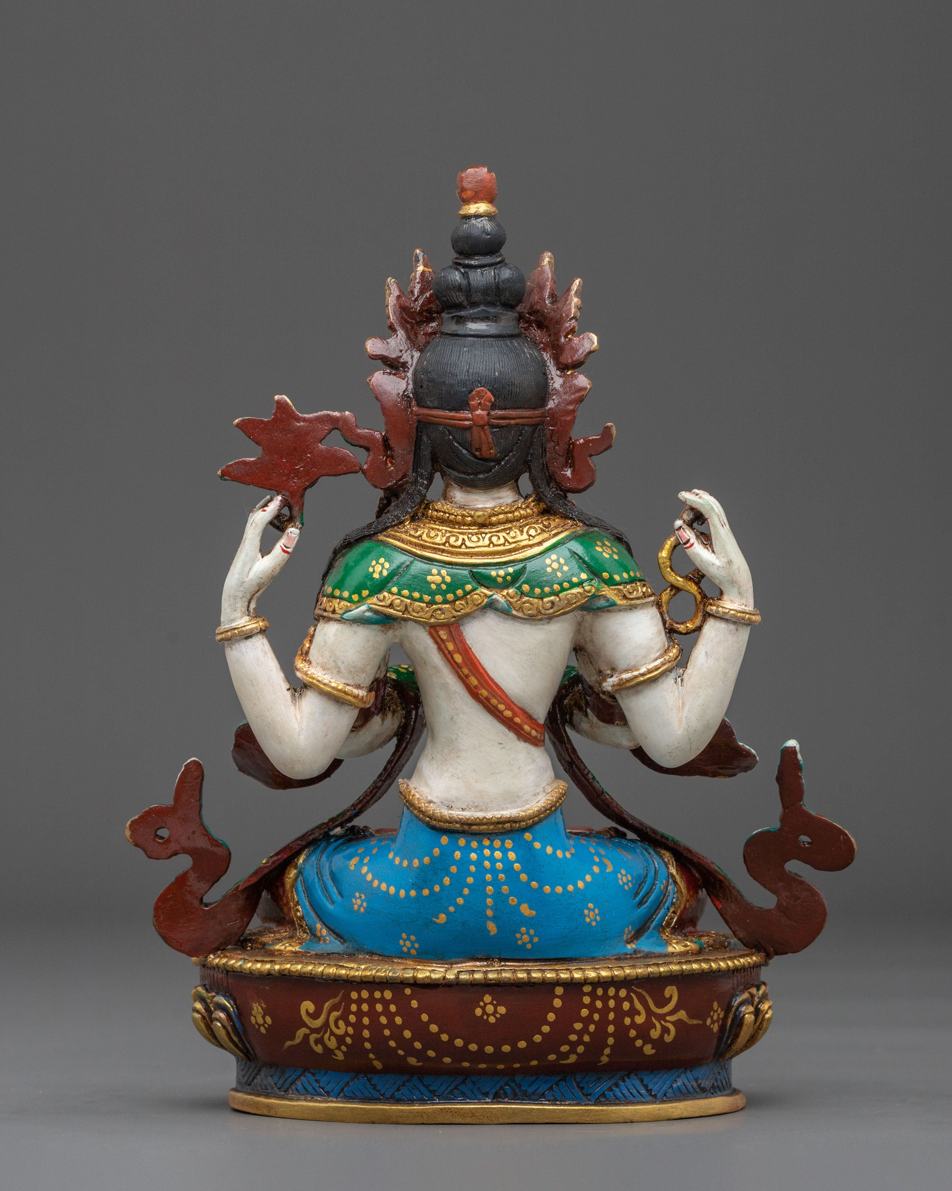 Chenrezig Sculpture | 24K Gold Plated Bodhisattva Figurine