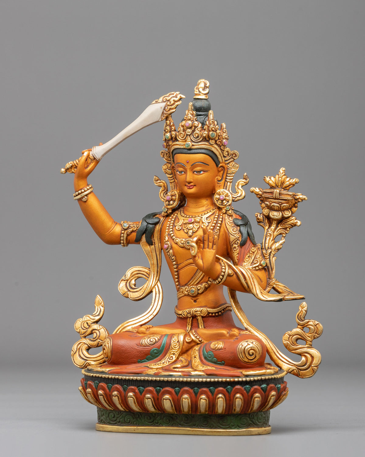 Manjushri Copper Figurine | Made in Nepal