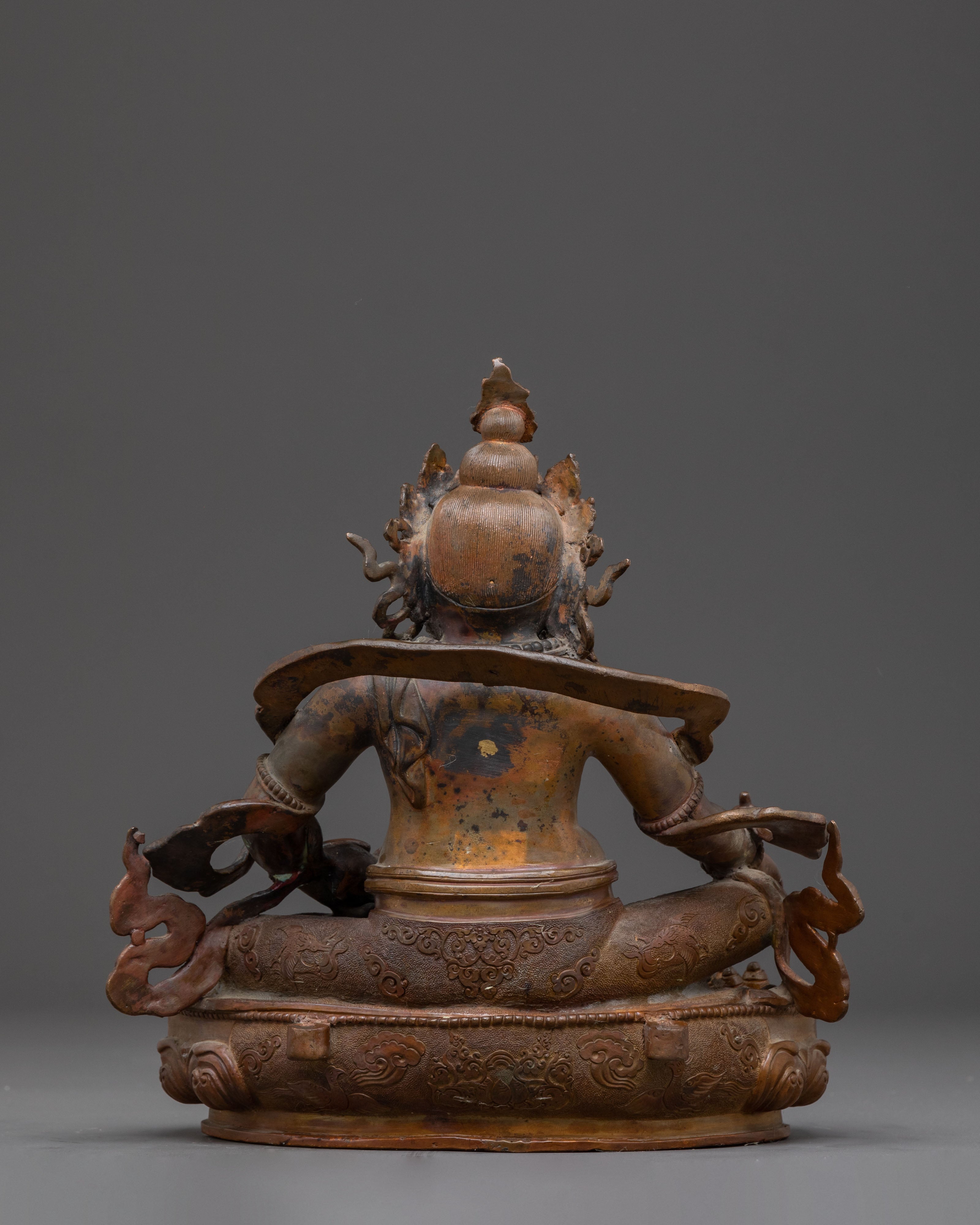 Dzambhala Statue of Wealth and Abundance – Antique Oxidized Copper