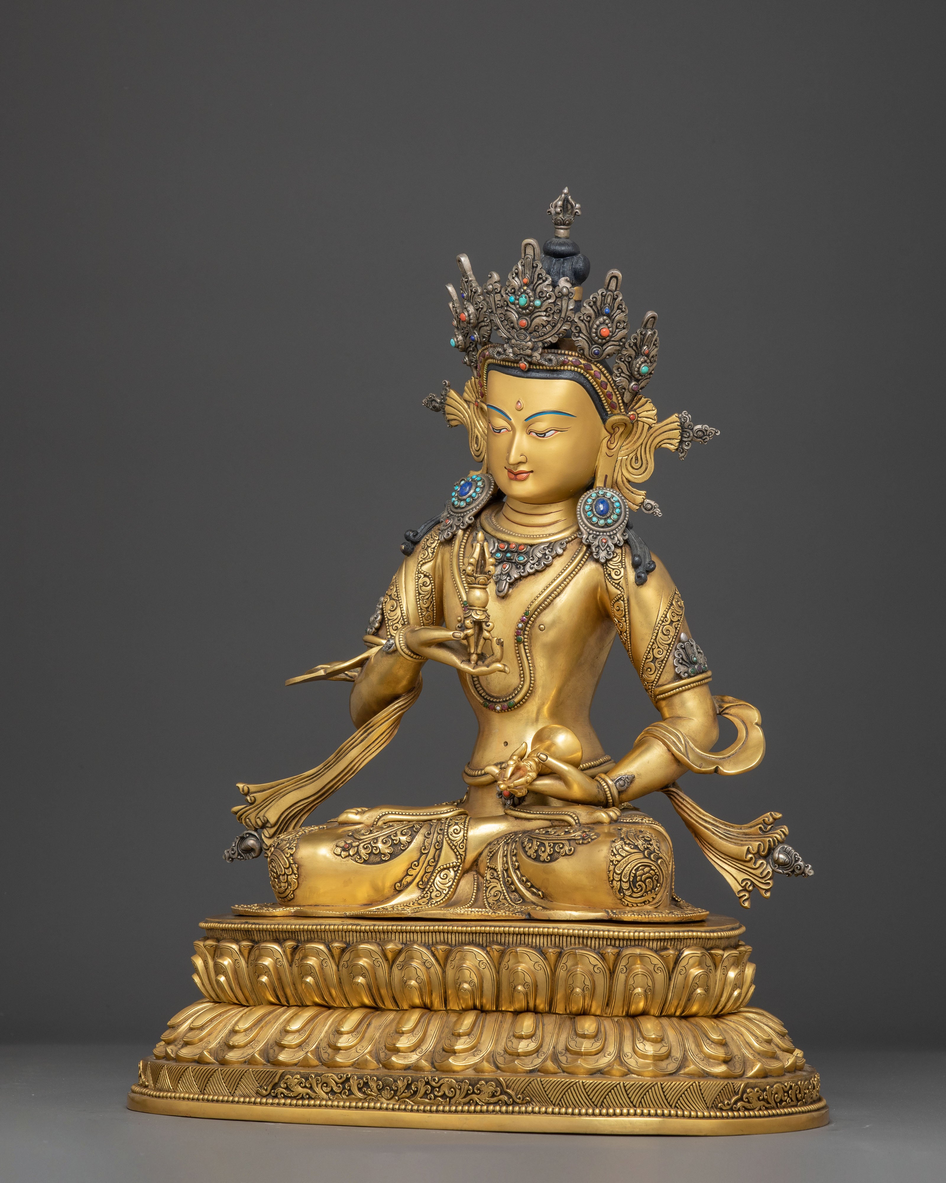 Golden Vajrasattva Symbol of Purification Statue | Tantric Buddhist Deity