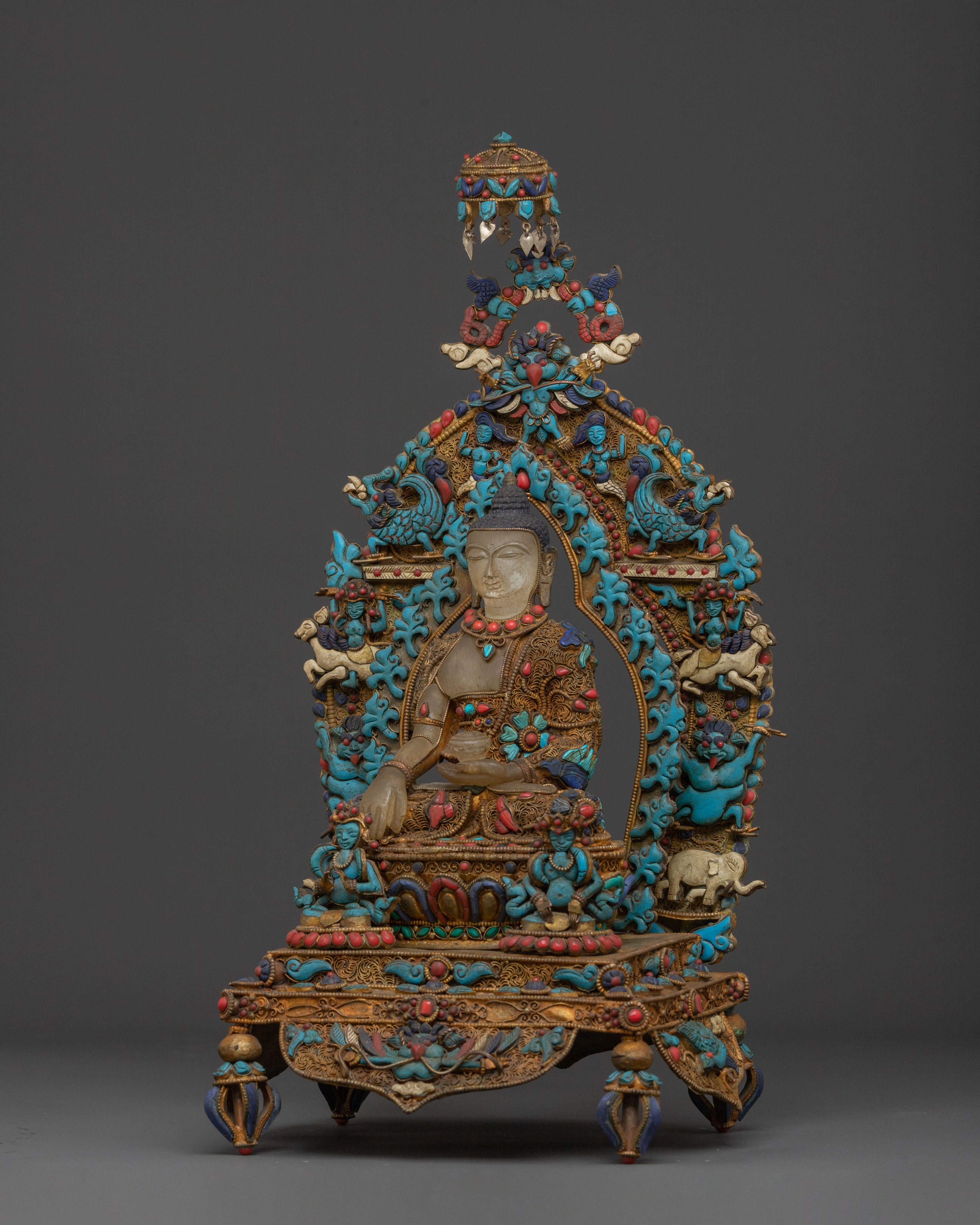 Shakyamuni Buddha Serene Statue on Throne