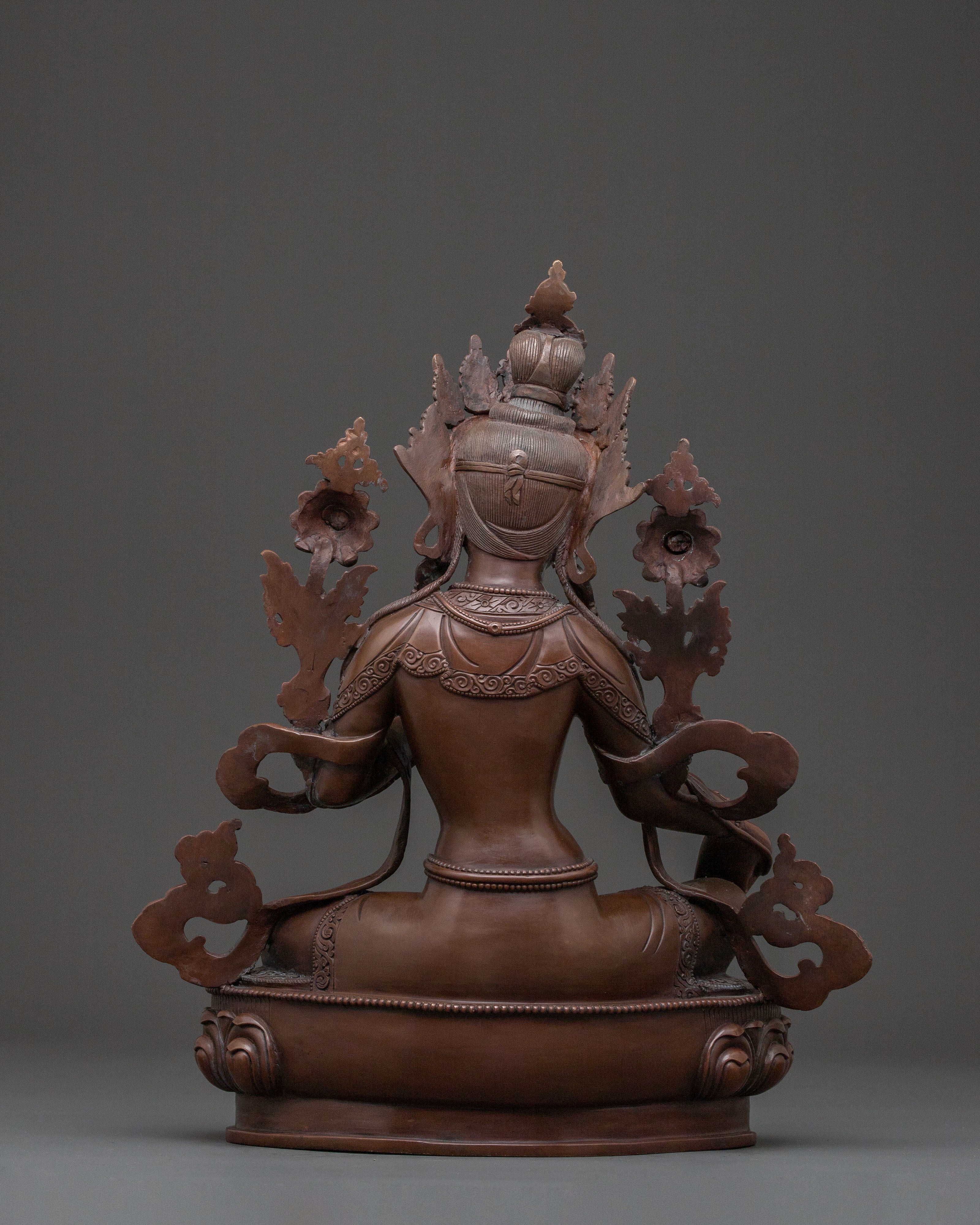 Handcrafted Copper Statue of Green Tara