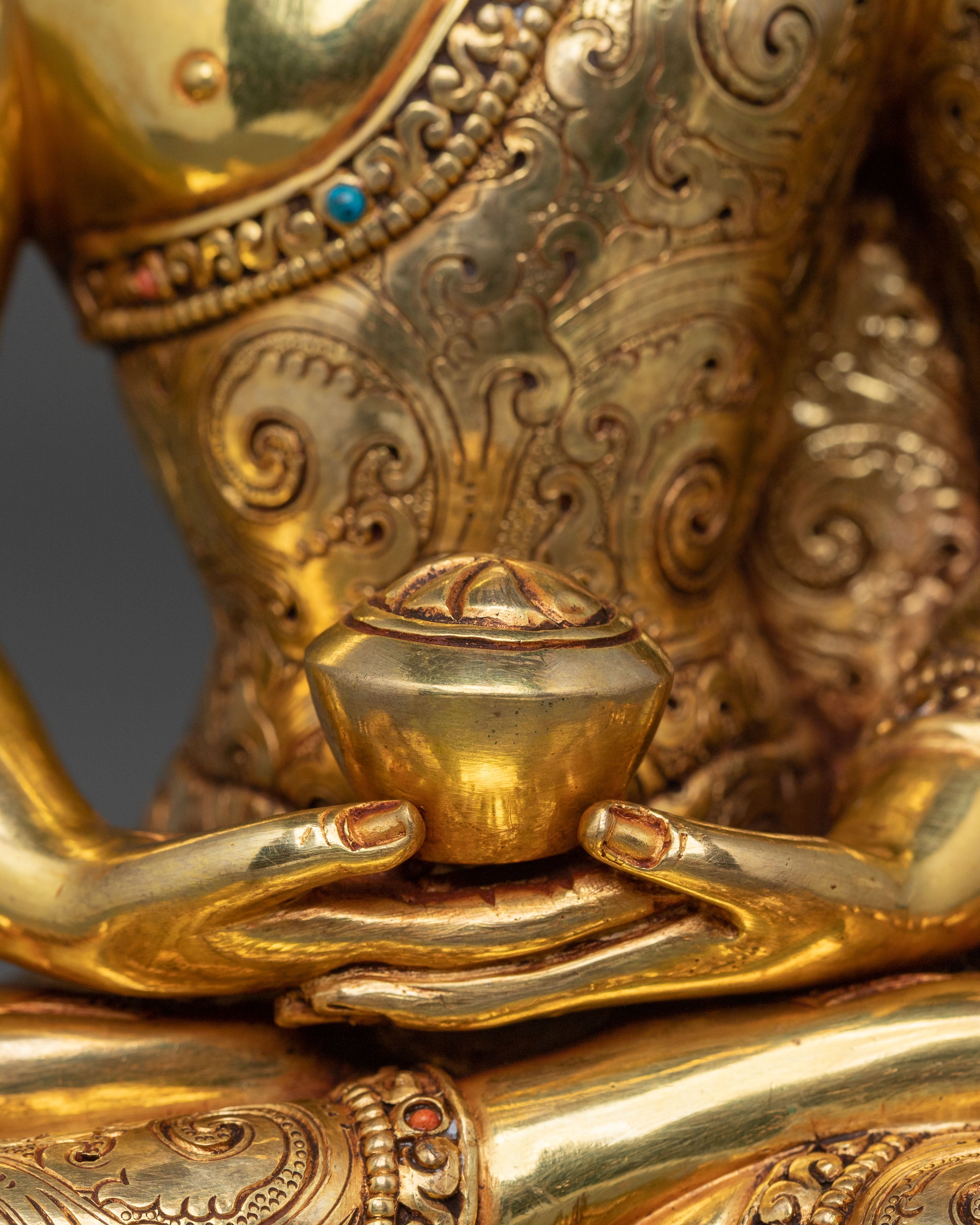 Golden Three Buddhas Spiritual Statue Set