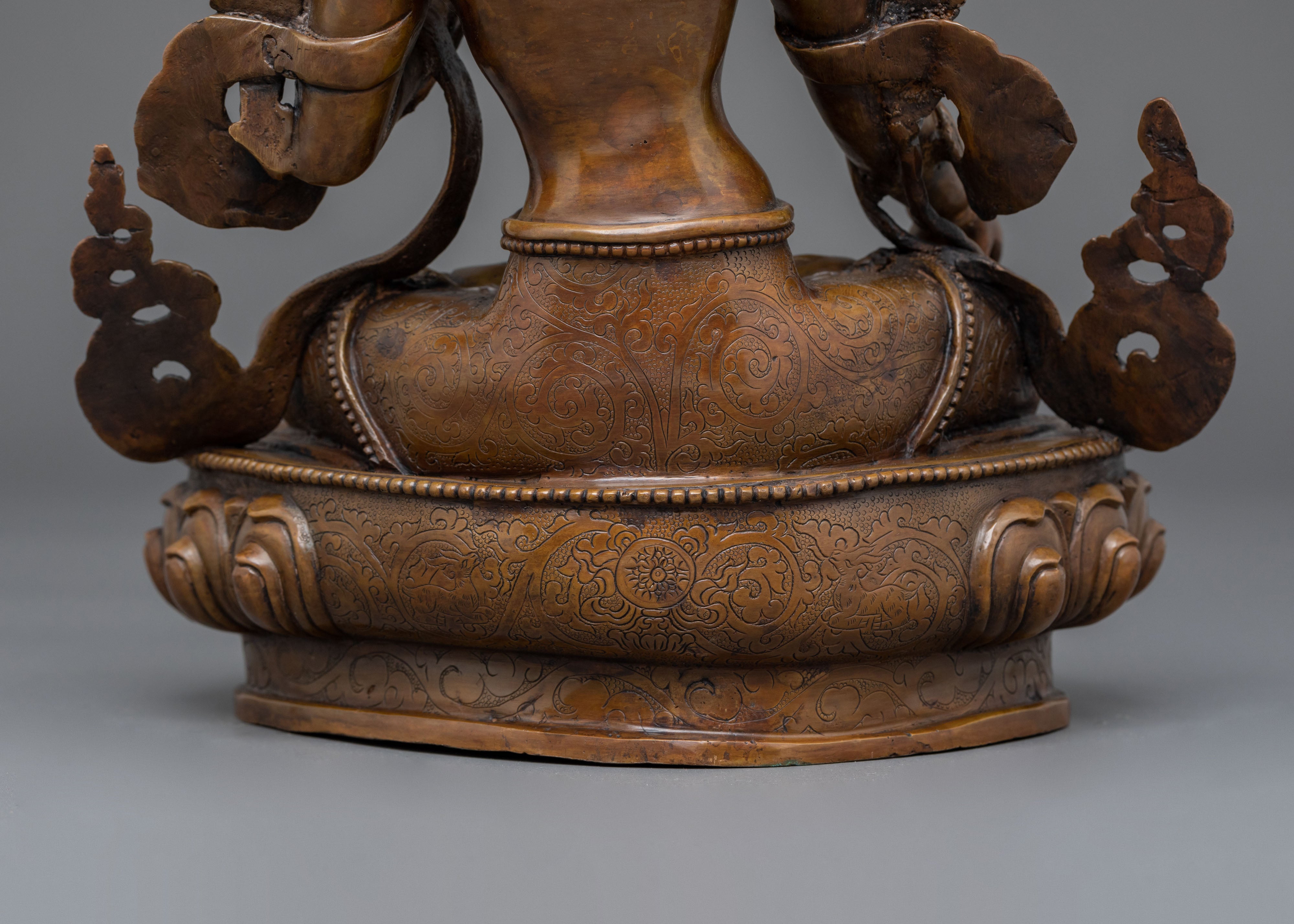 White Tara Blessing and Healing Statue in Oxidized Copper