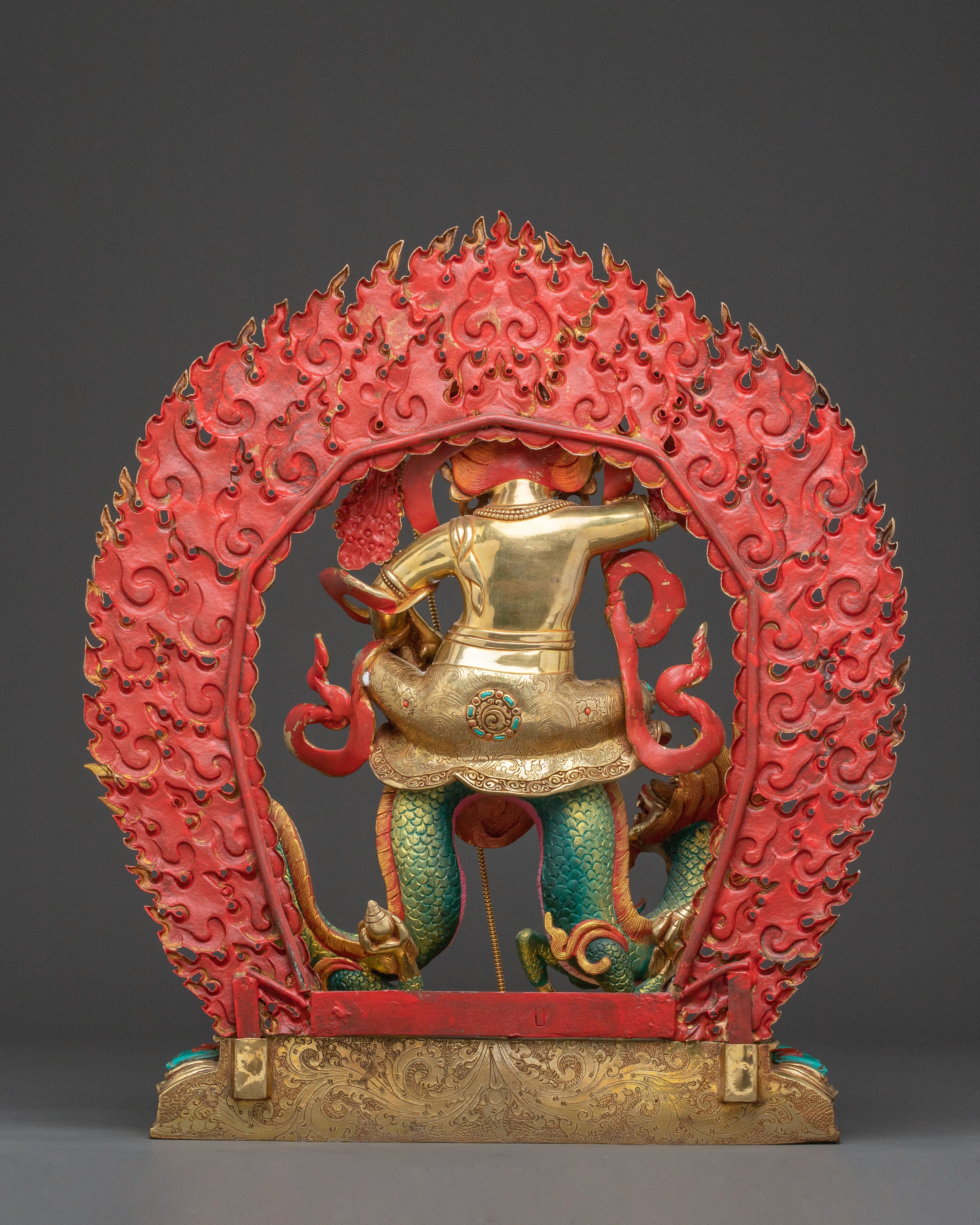 Wealth Deity White Dzambhala Handcrafted Statue - 24K Gold Gilded