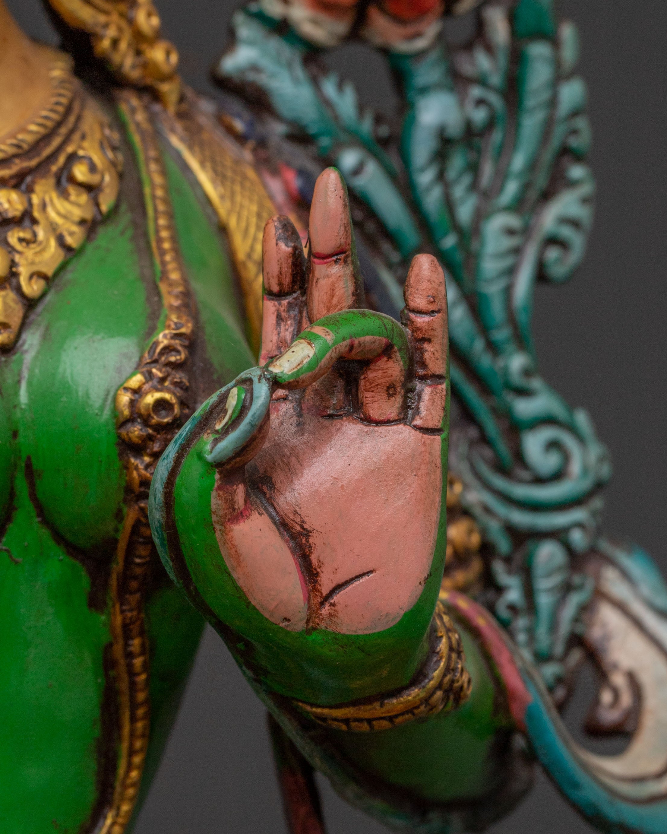 Handcrafted Green Tara Compassion Statue for Altar