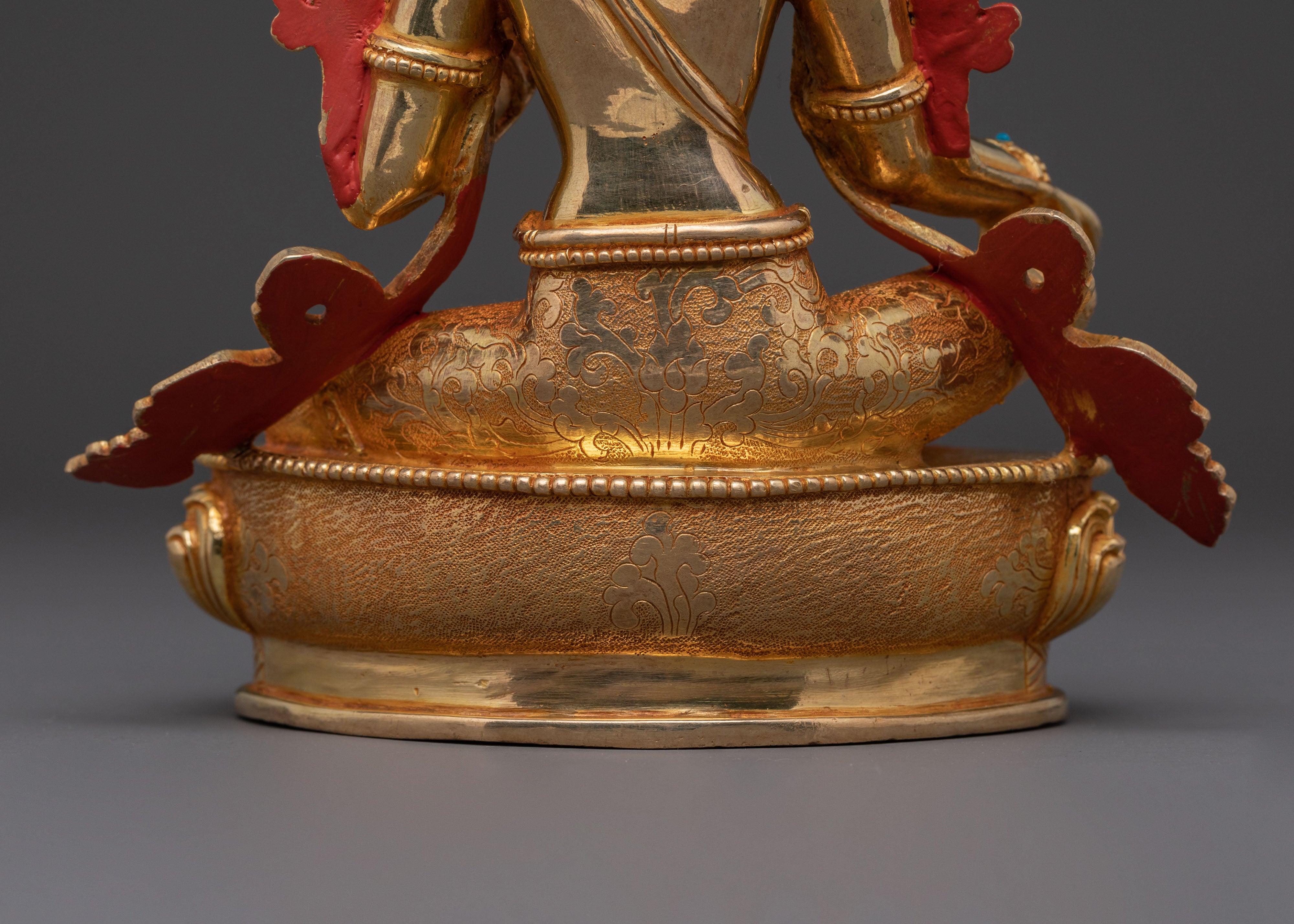 Green Tara Statue | 24K Gold Gilded Figure