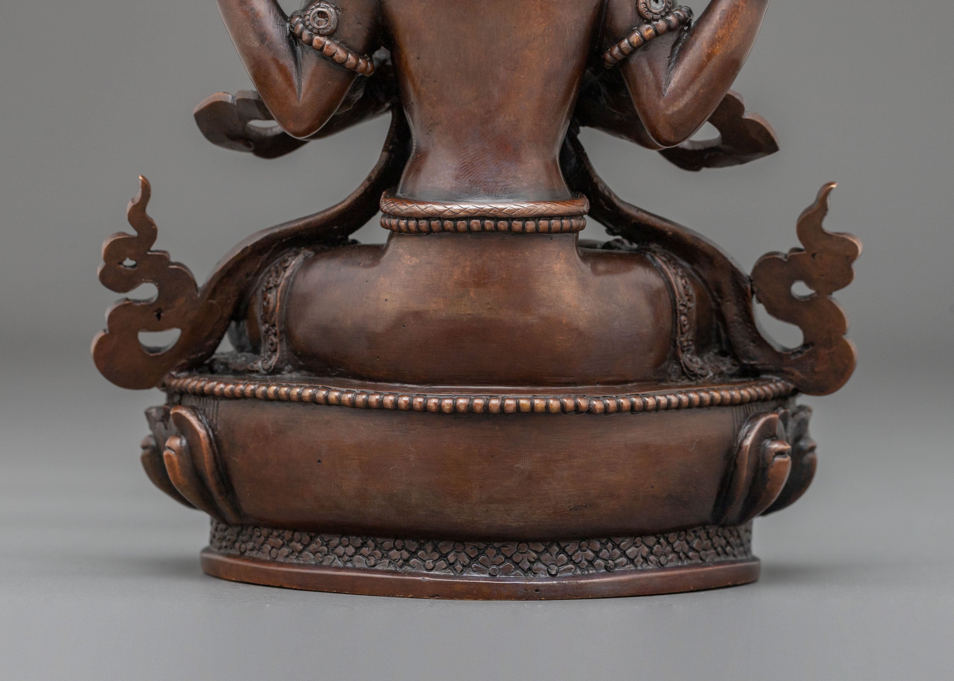 Four-Armed Chenrezig Oxidized Statue | Compassionate Figurine