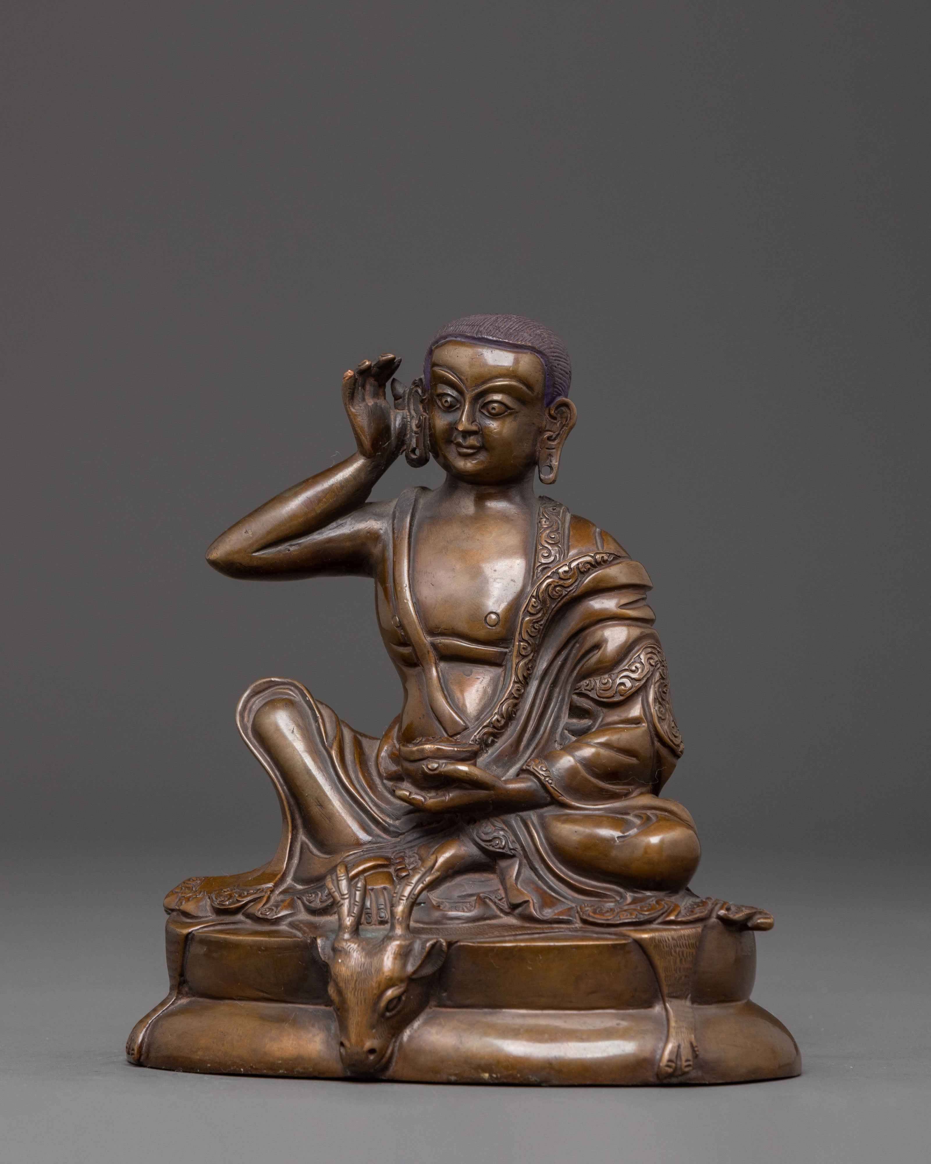Handmade Milarepa Oxidized Statue | Tibetan Yogi and Poet