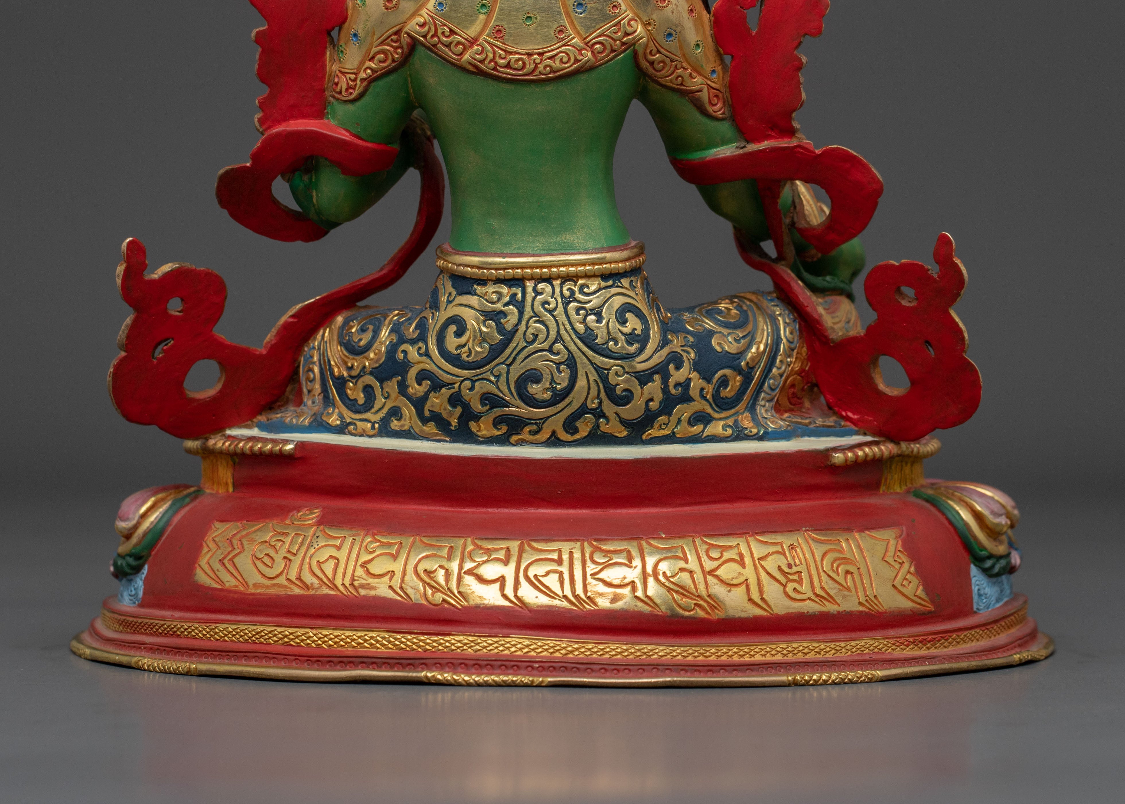 Green Tara Statue for Meditation | 24K Gold Gilded Statue