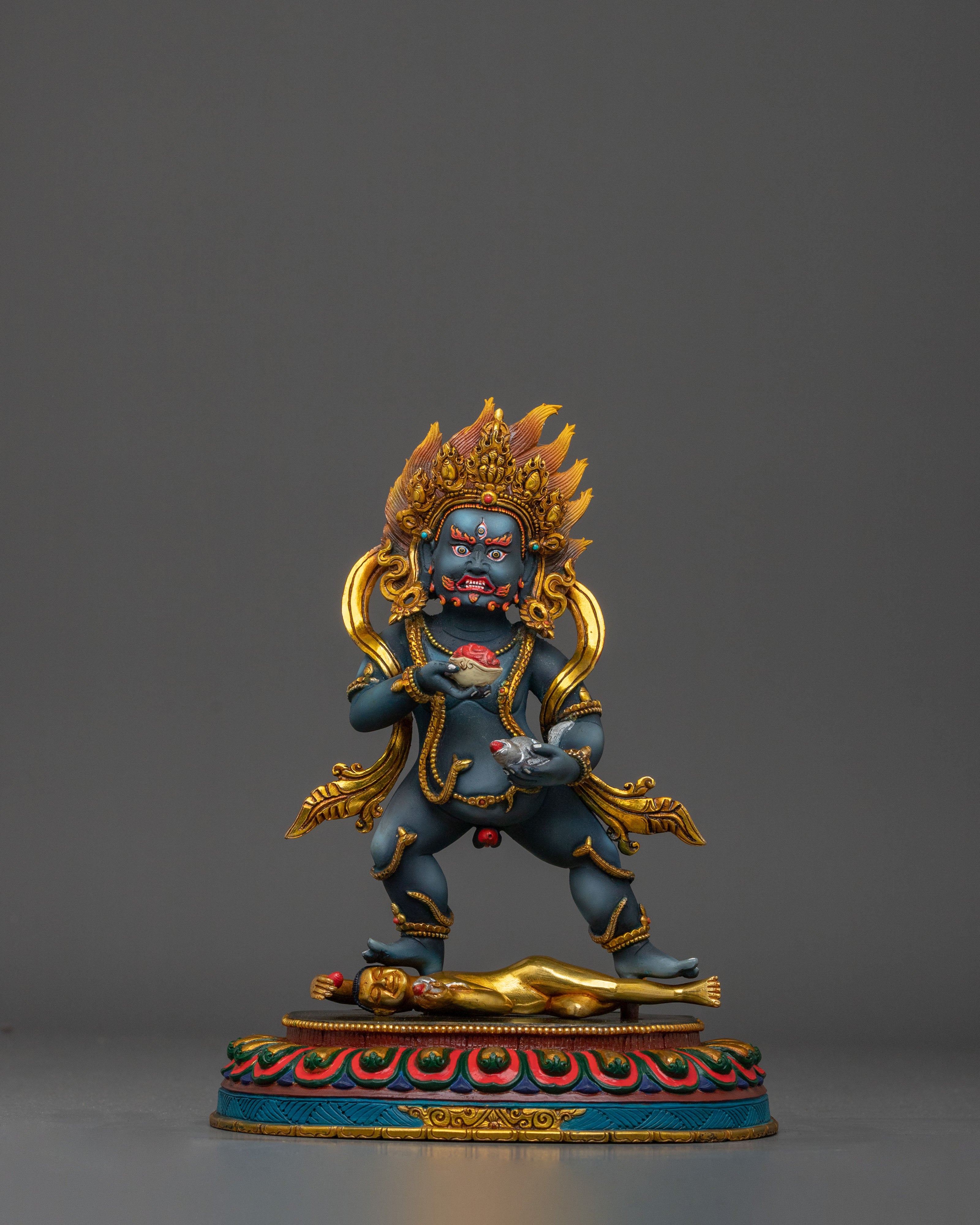 Black Dzambhala Handmade Statue | Buddhist Protector Sculpture