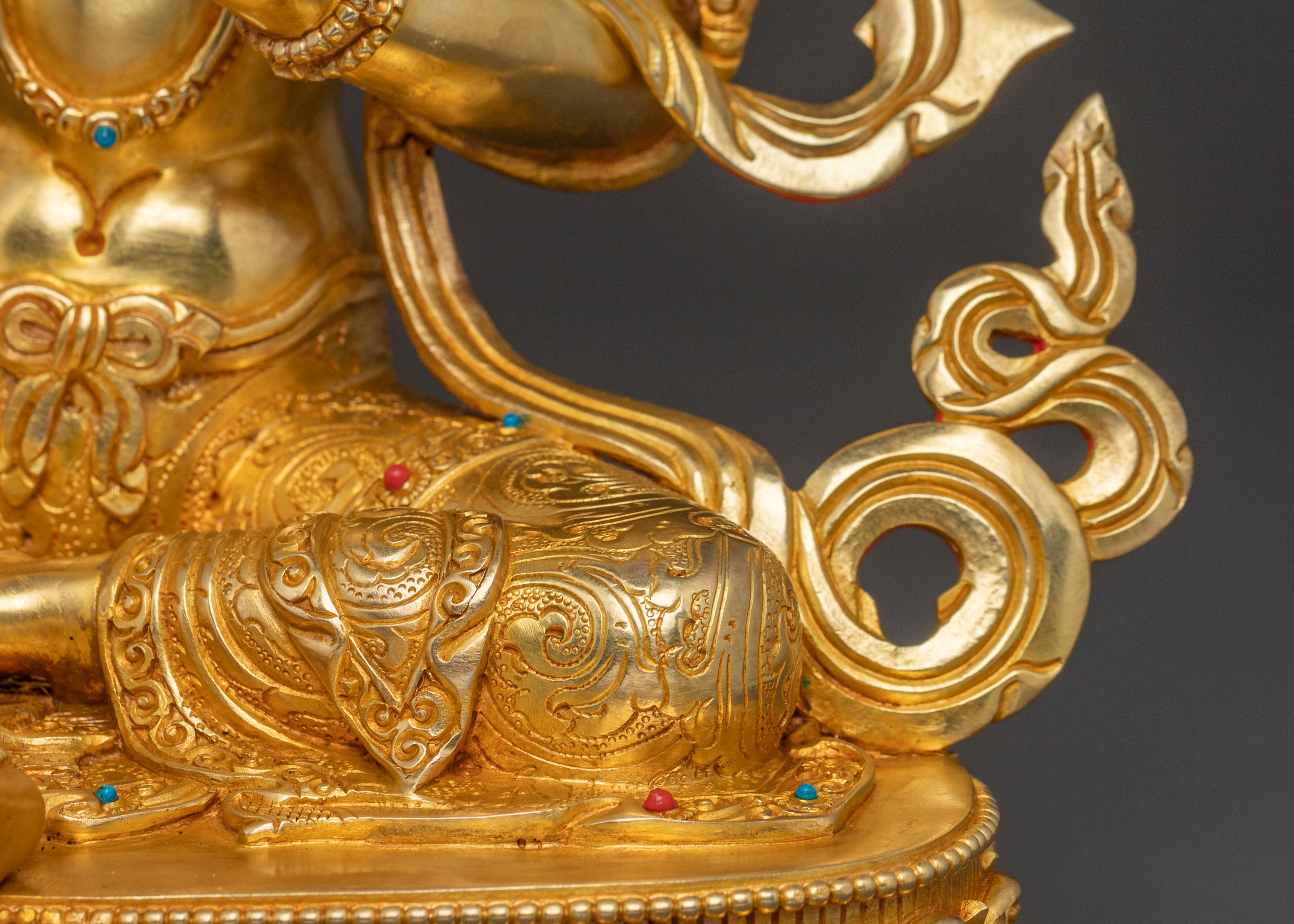 Green Tara Sacred Blessing Statue - Handcrafted 24K Gilded