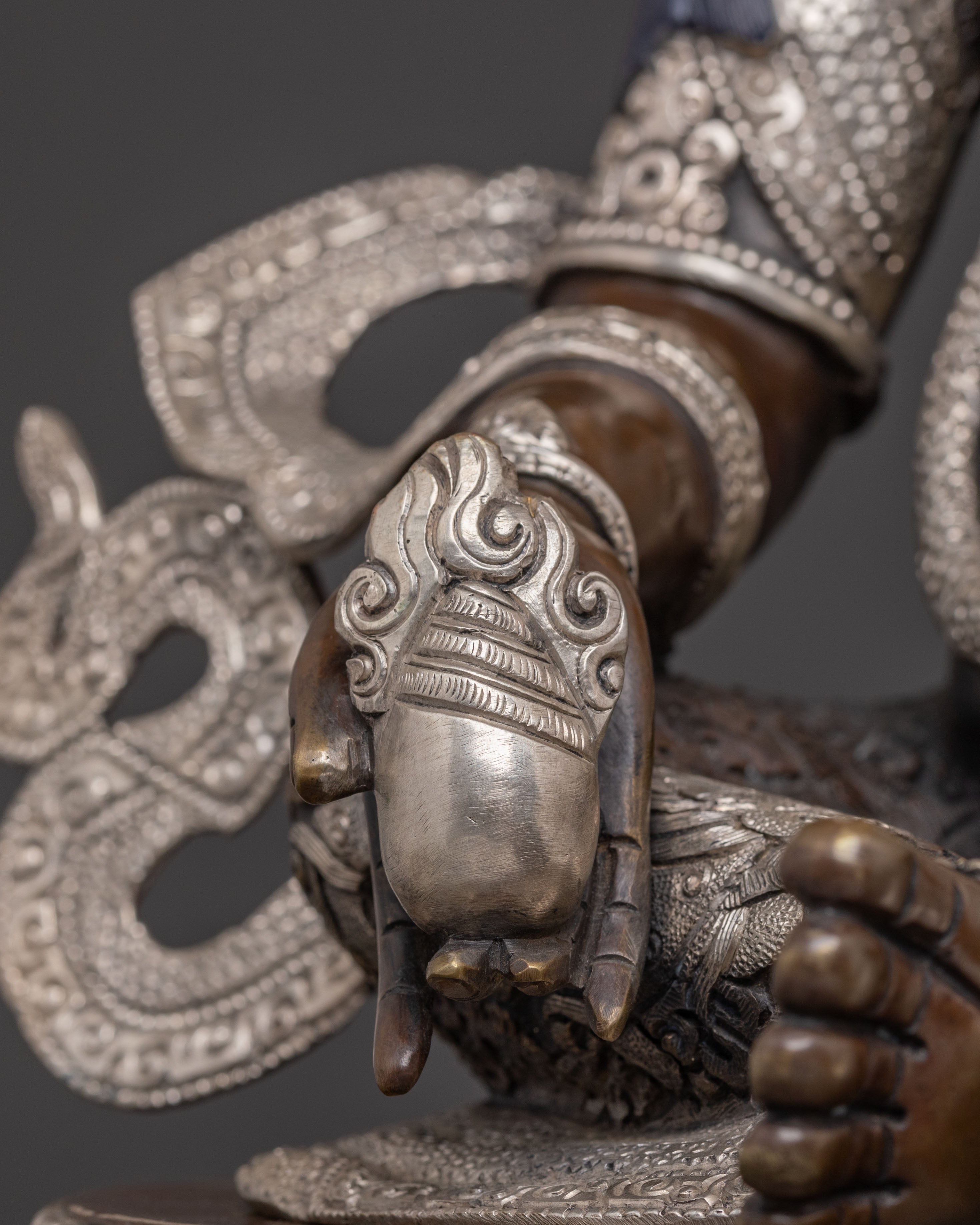 Dzambhala Sacred Statue: Masterfully Crafted Oxidized Copper