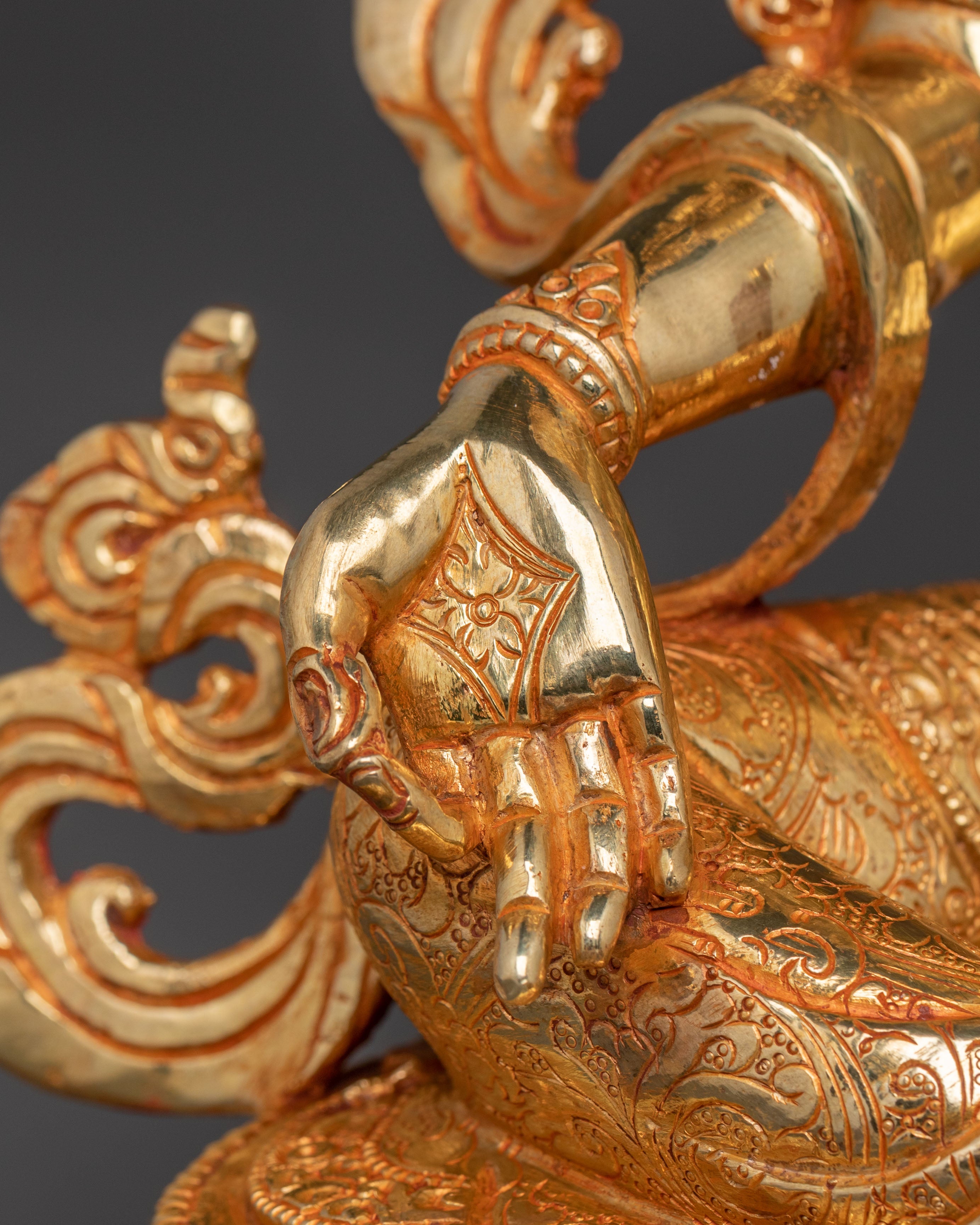 Handcrafted Goddess of Protection Green Tara Statue – 24K Gold Gilded Art