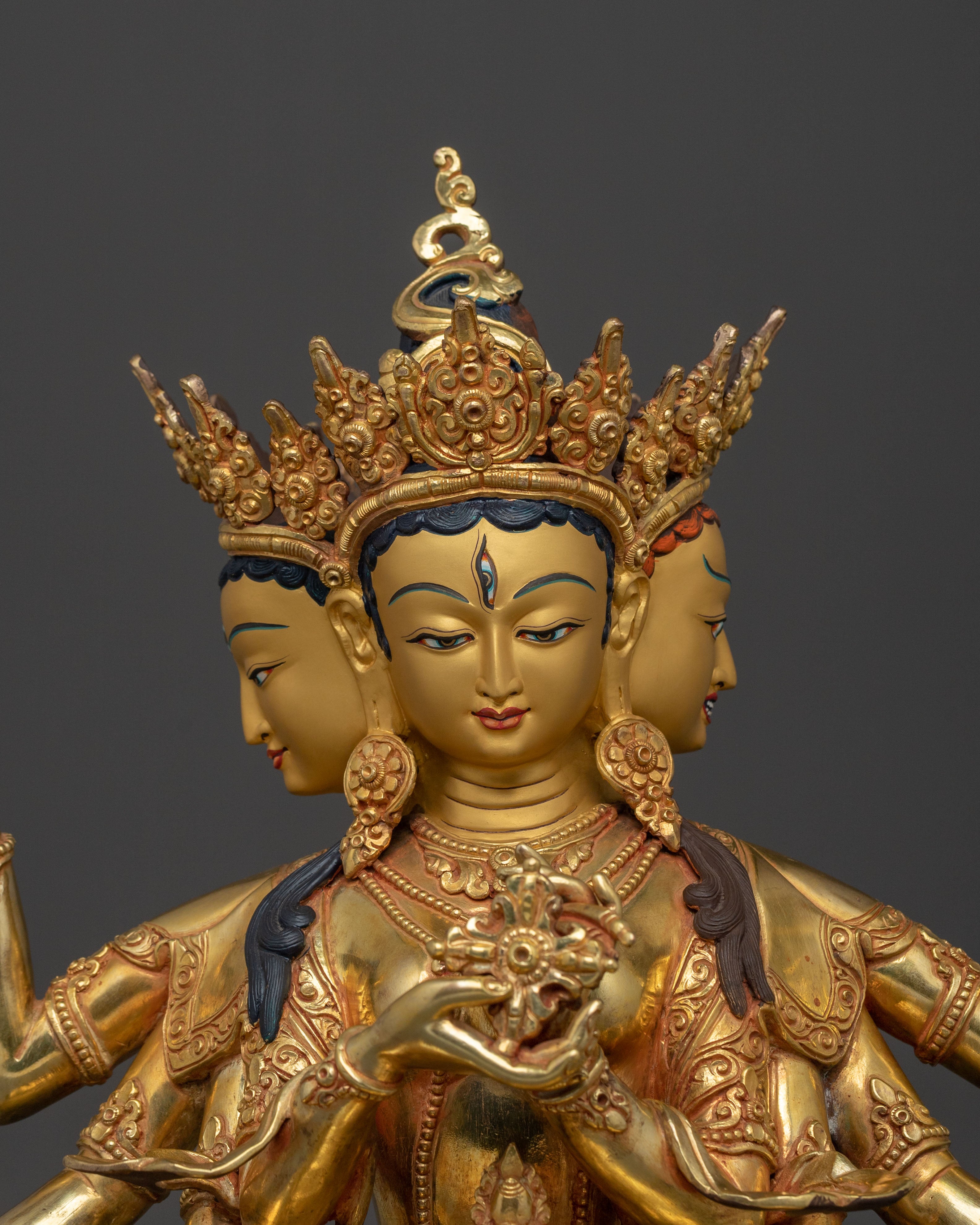 A Radiant Handmade Namgyalma Statue Set | 24K Gold Glided