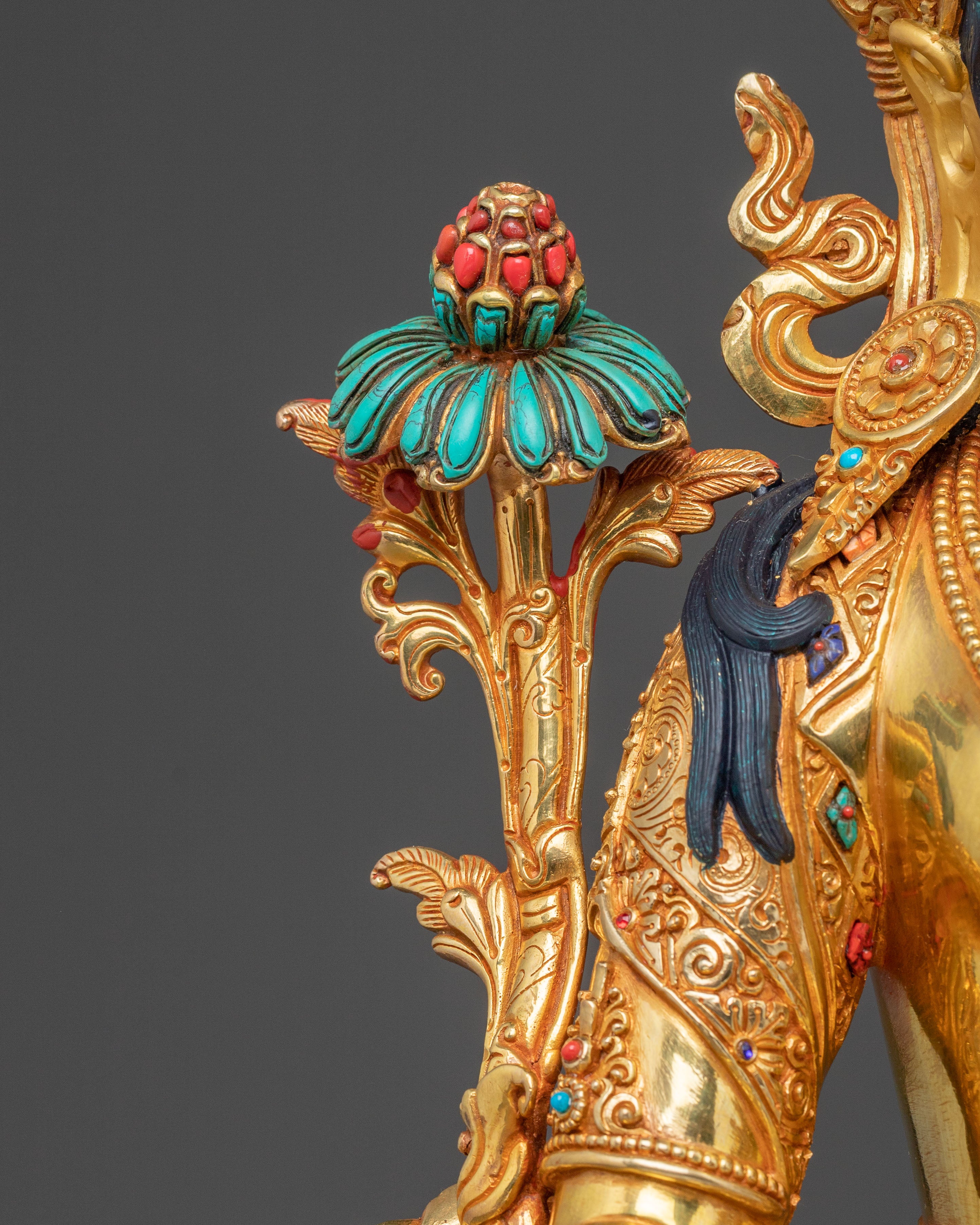 Handcrafted Divine Statue of White Tara with 24K Gold Gilding