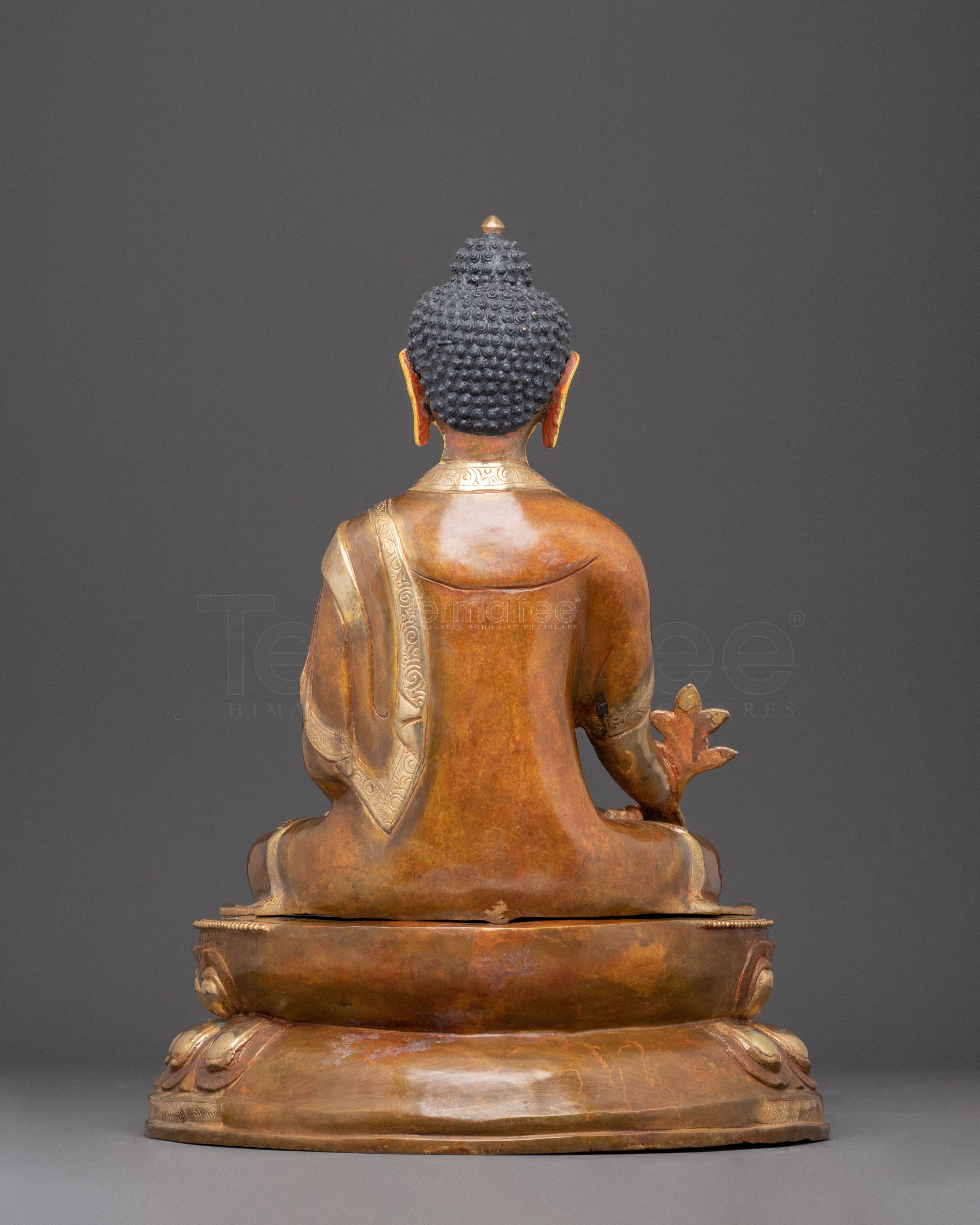 Healing Buddha Handcrafted Statue | Oxidized Copper with Gemstones