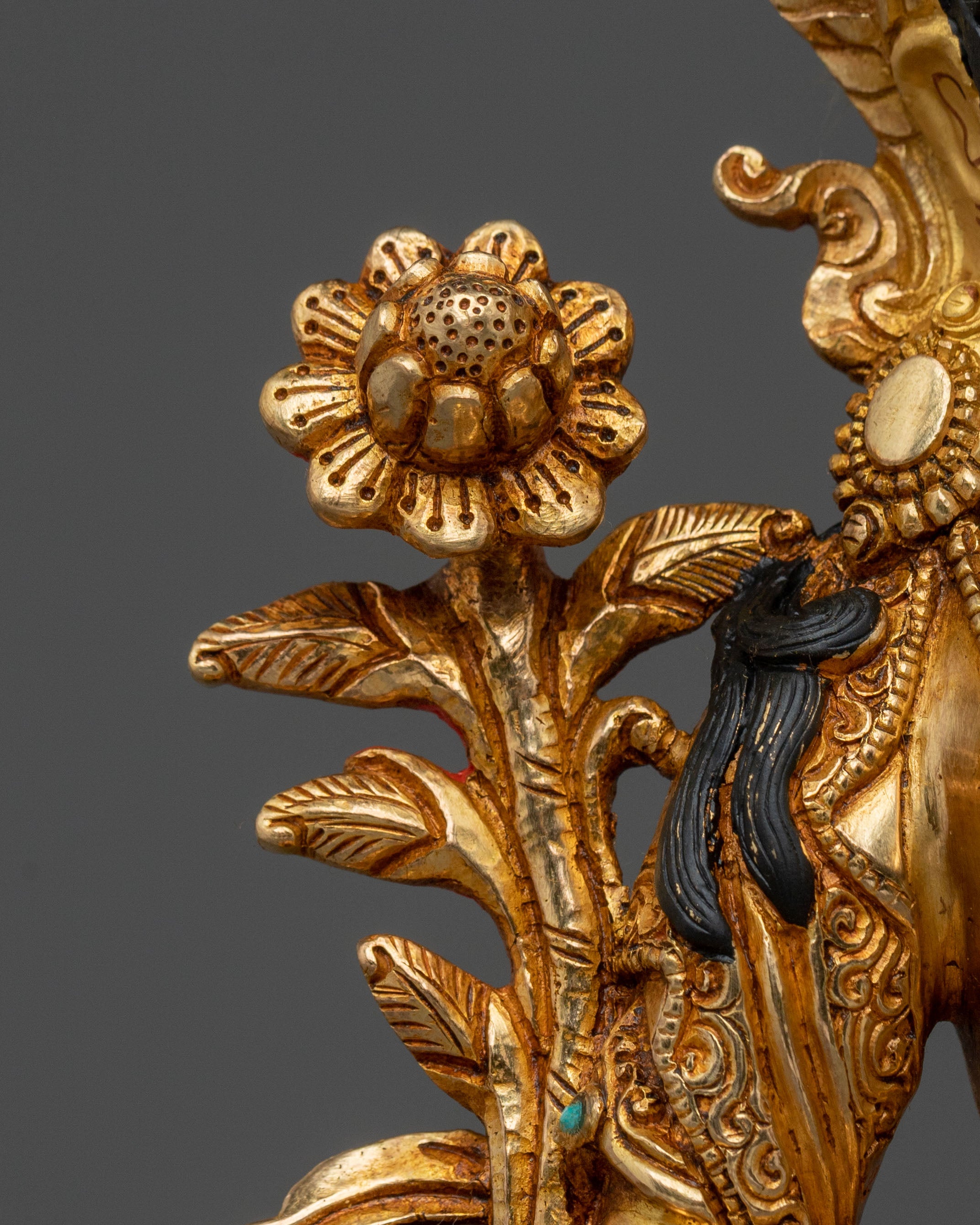 Green Tara Statue | Handcrafted 24K Gold Gilded