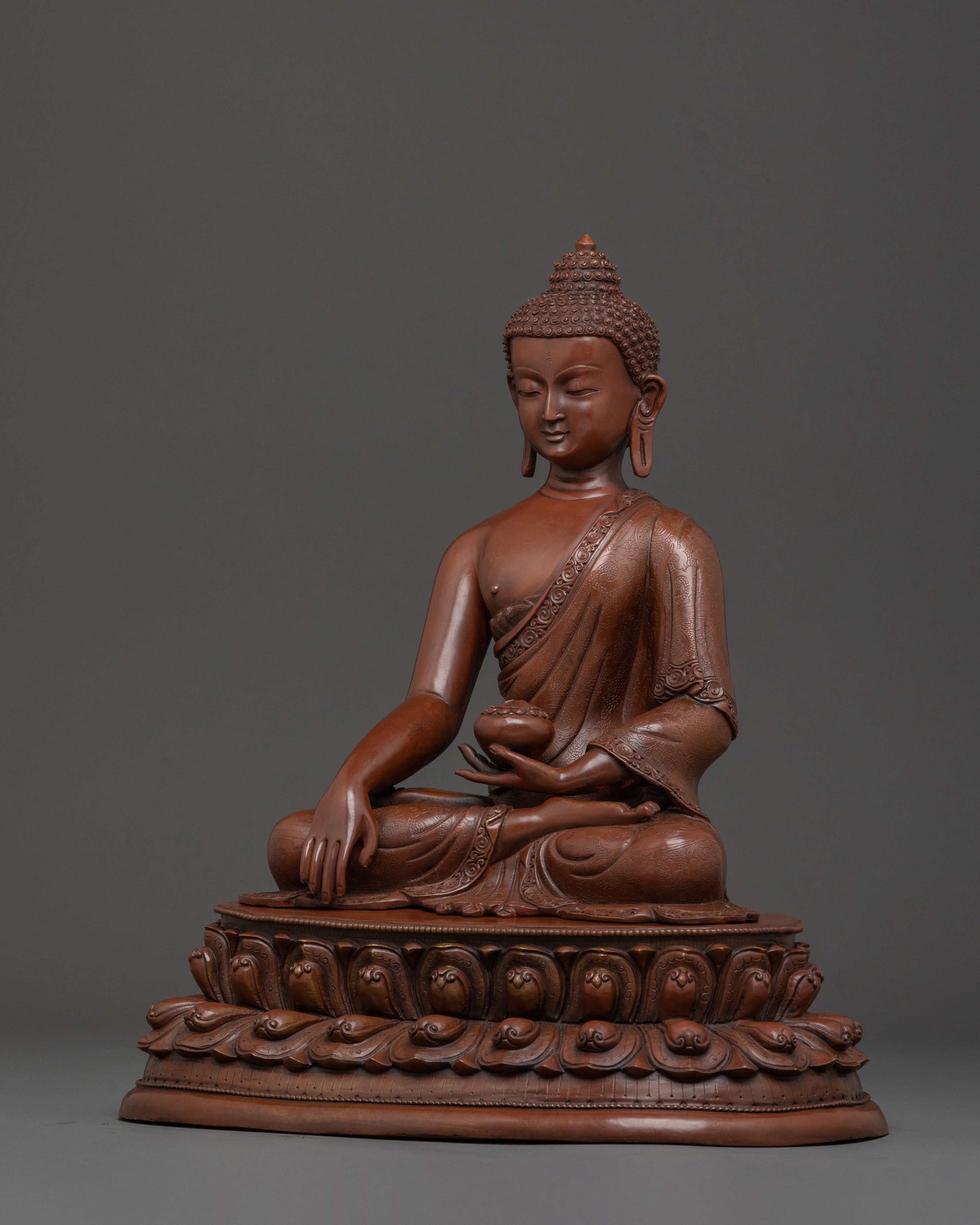 Shakyamuni Buddha Oxidized Copper Statue | Altar Decor