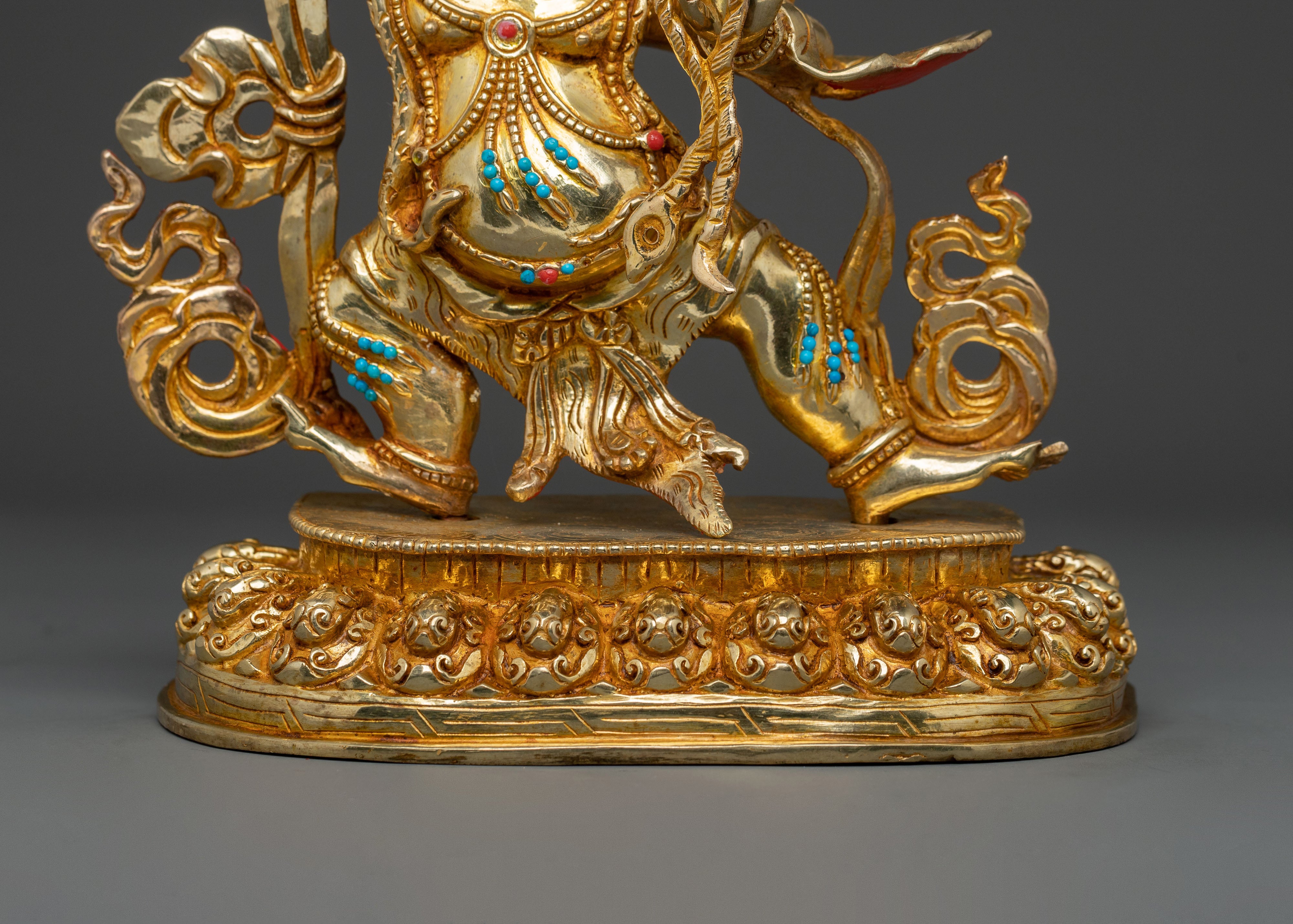 A Radiant Handmade Vajrapani Sculpture in 24K Gold