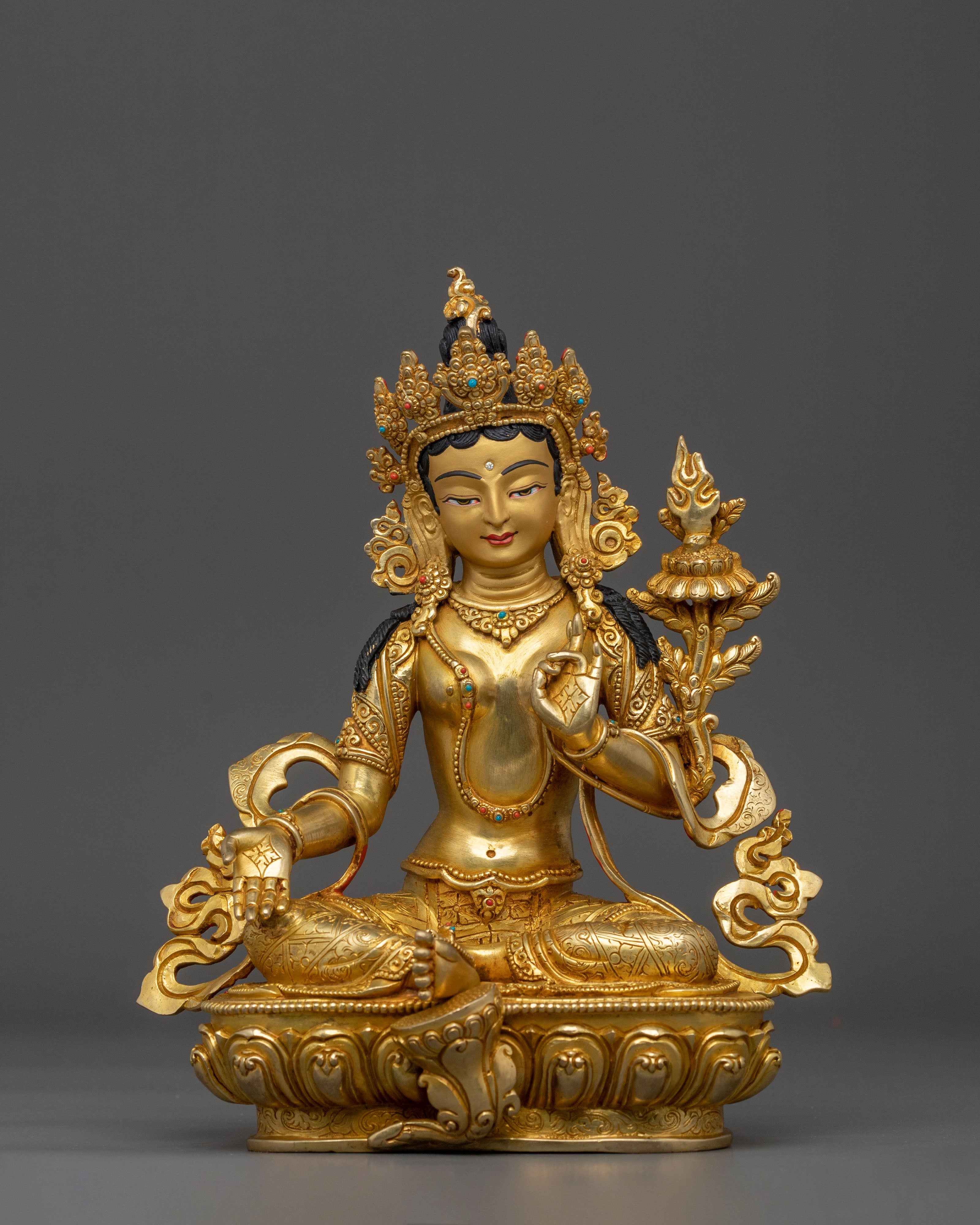 Traditional Tibetan 21 Tara Sculptures | 24K Gold Gilded Sacred Set