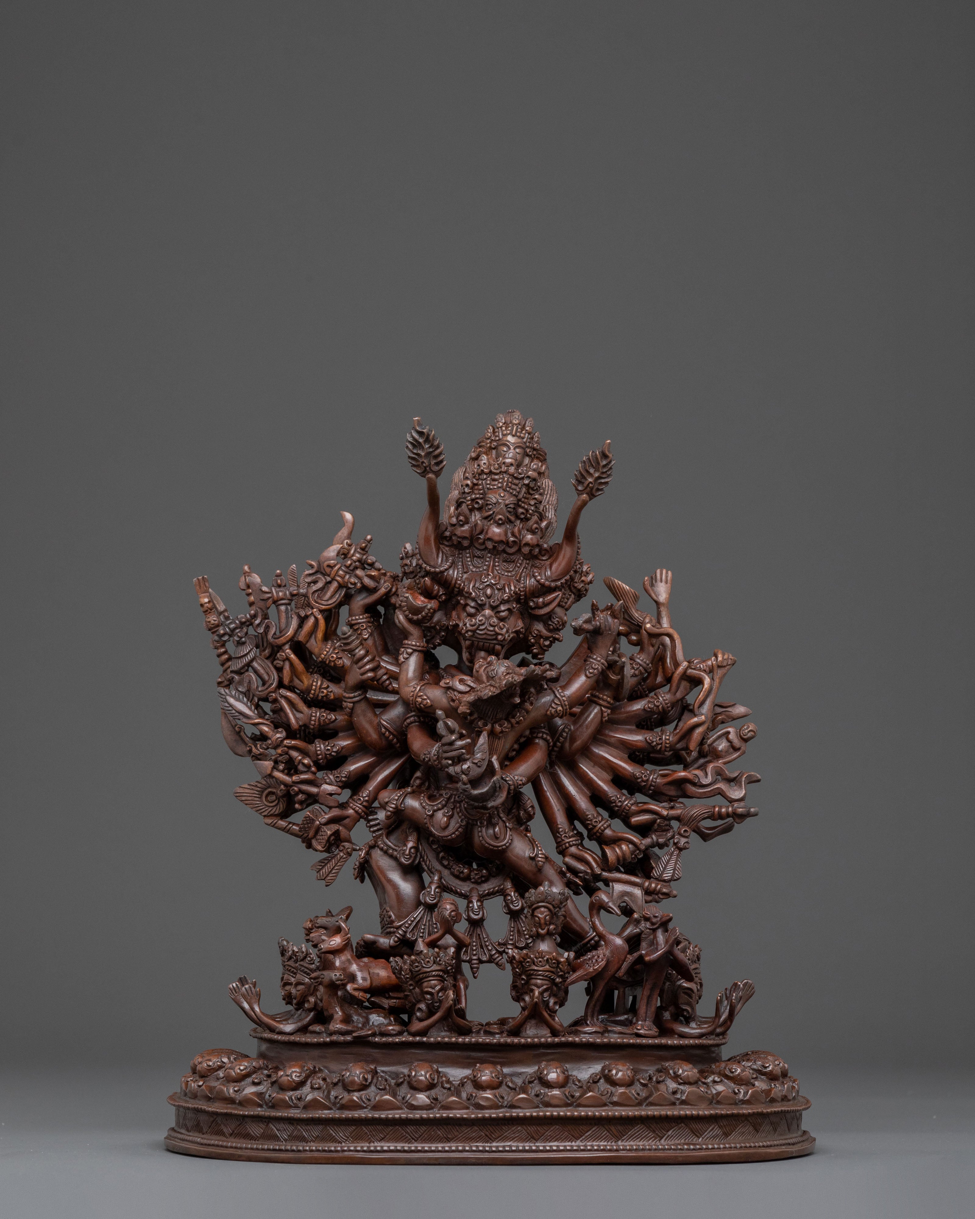 Yamantaka Sacred Statue - Oxidized Copper Art