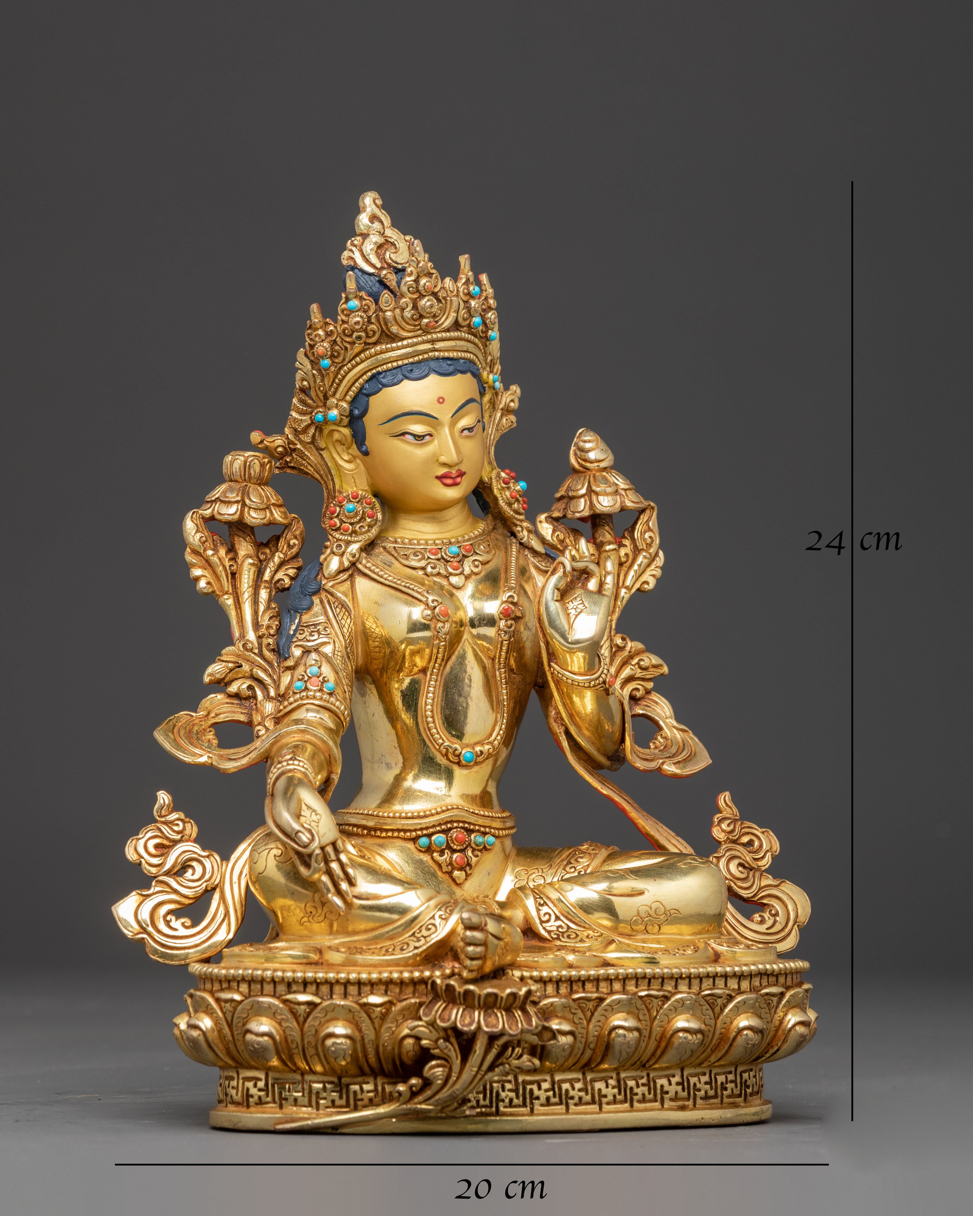 Handcrafted Peaceful Mother Green Tara Statue