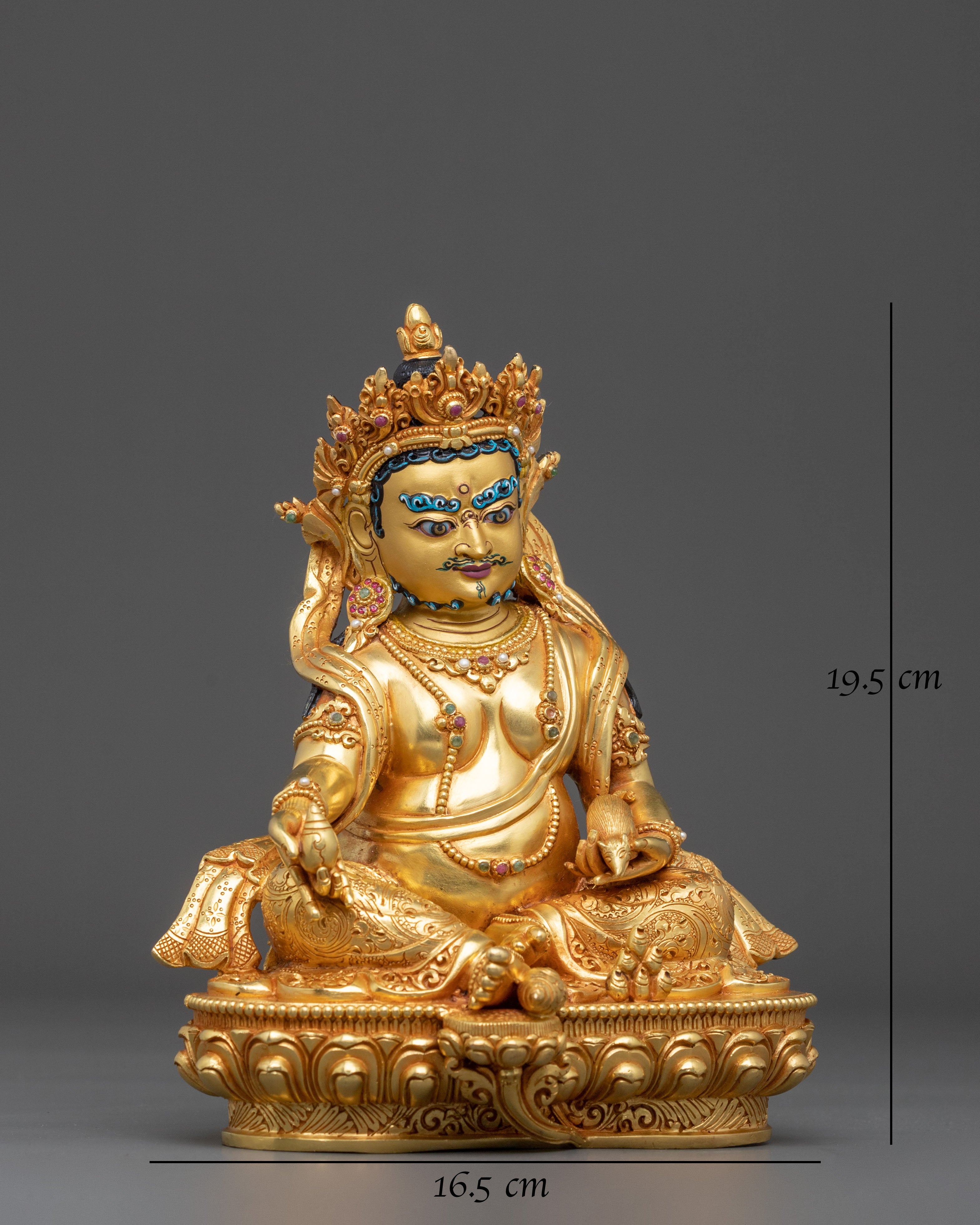 Dzambhala Lord of Prosperity Statue: 24K Gold Gilded