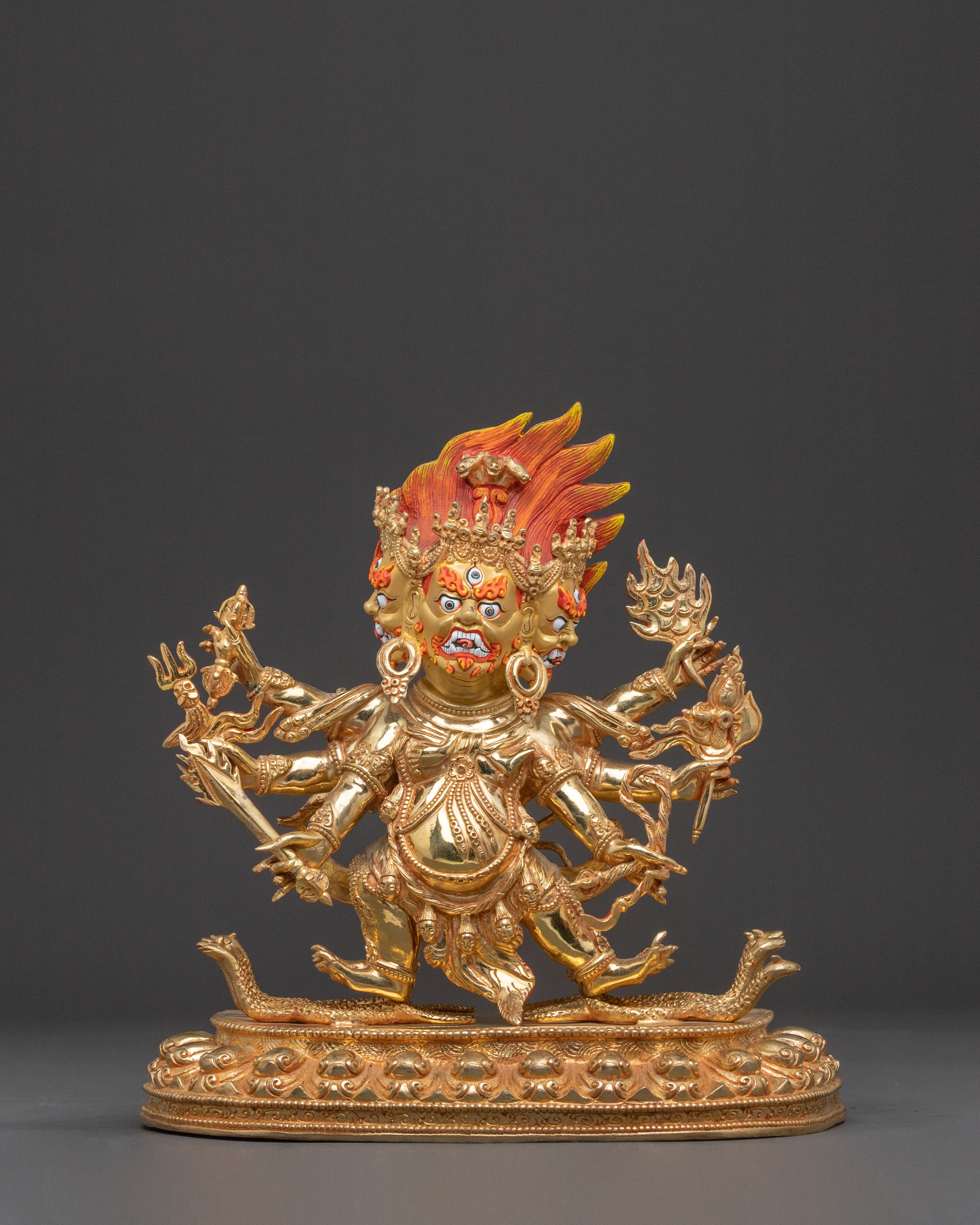 Hayagriva Dharma Guardian Statue - 24K Gold Gilded