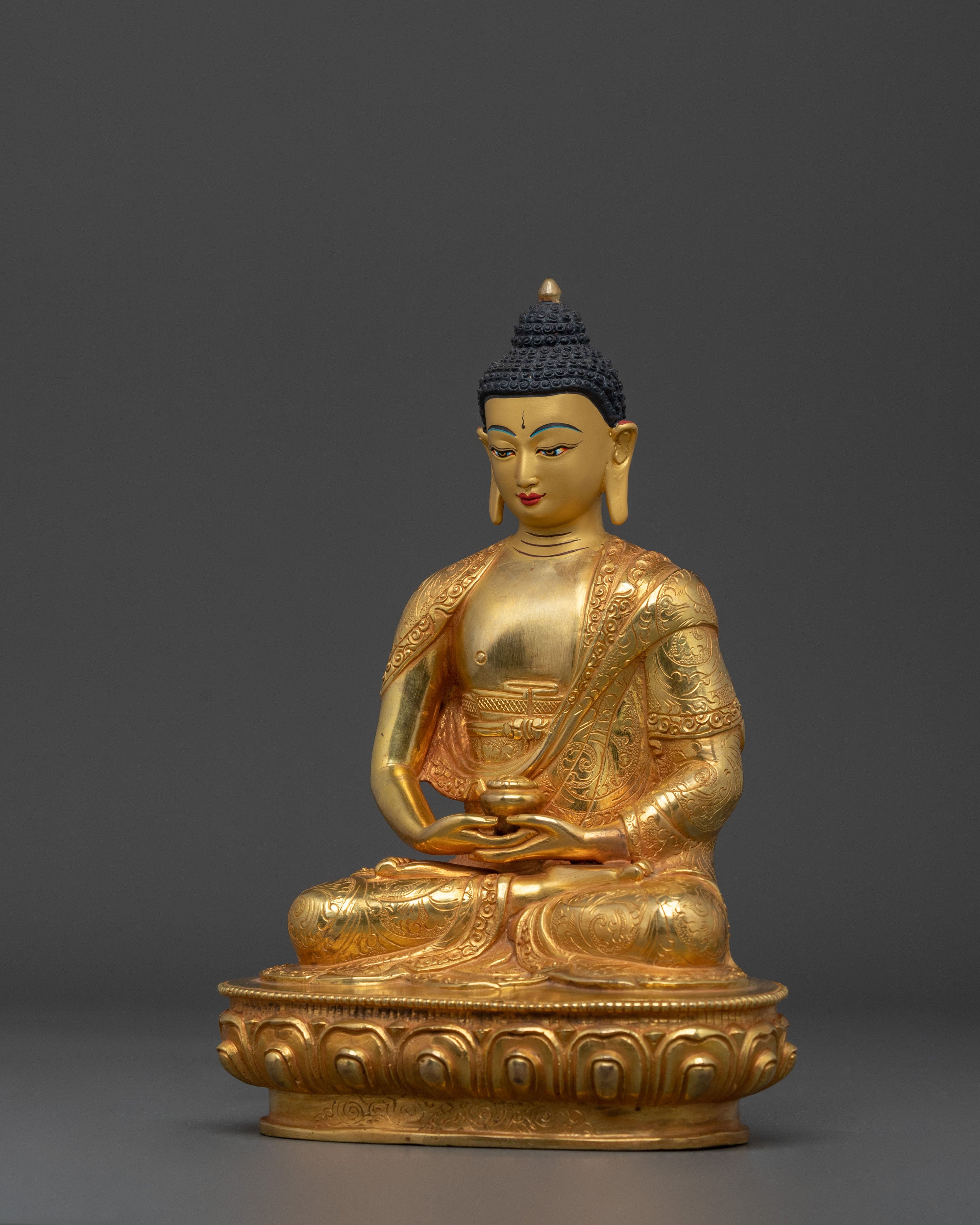 Amitabha Buddha Blessing Sculpture - 24K Gold Gilded