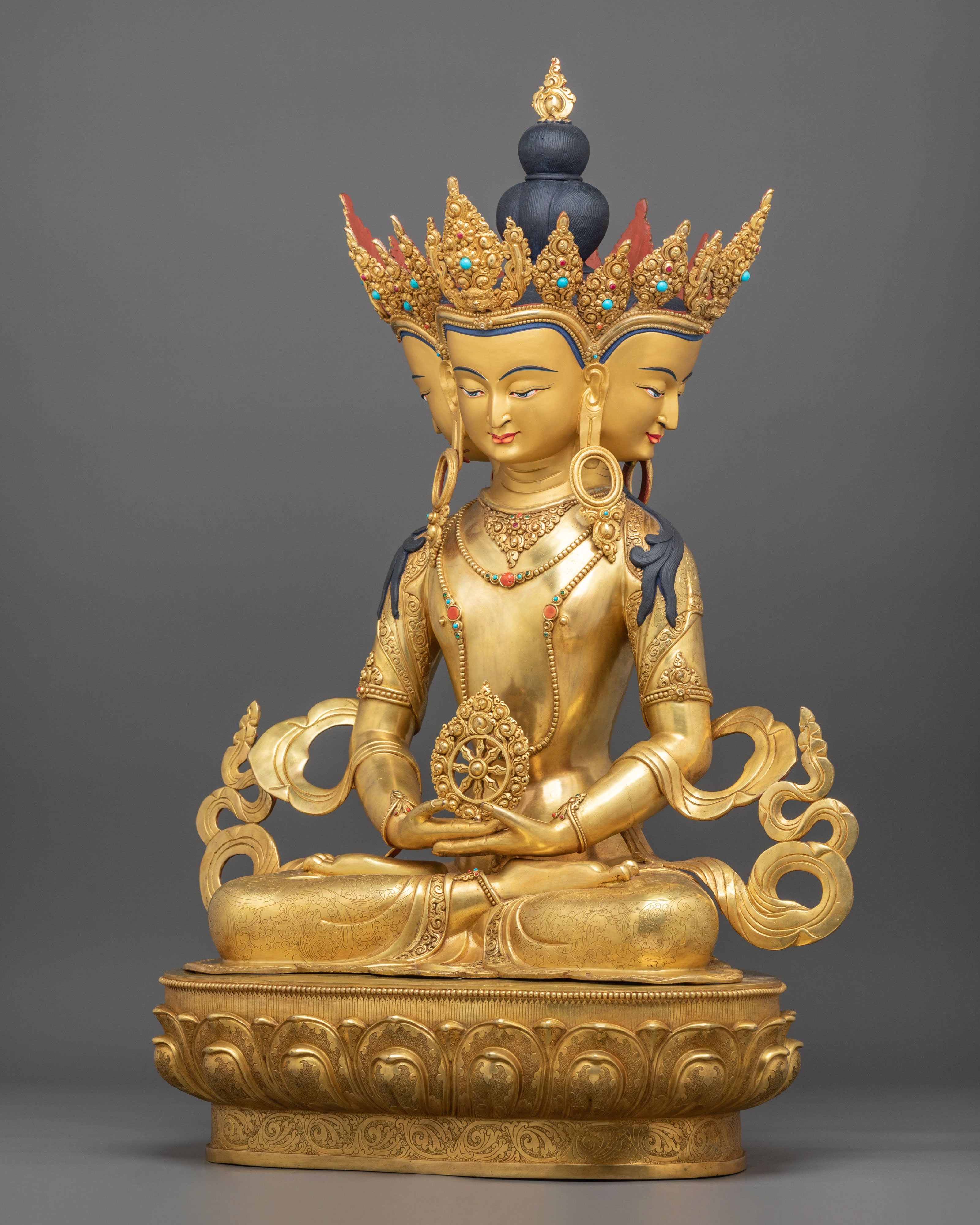 Handmade Vairocana Sculpture | Gilded Serenity