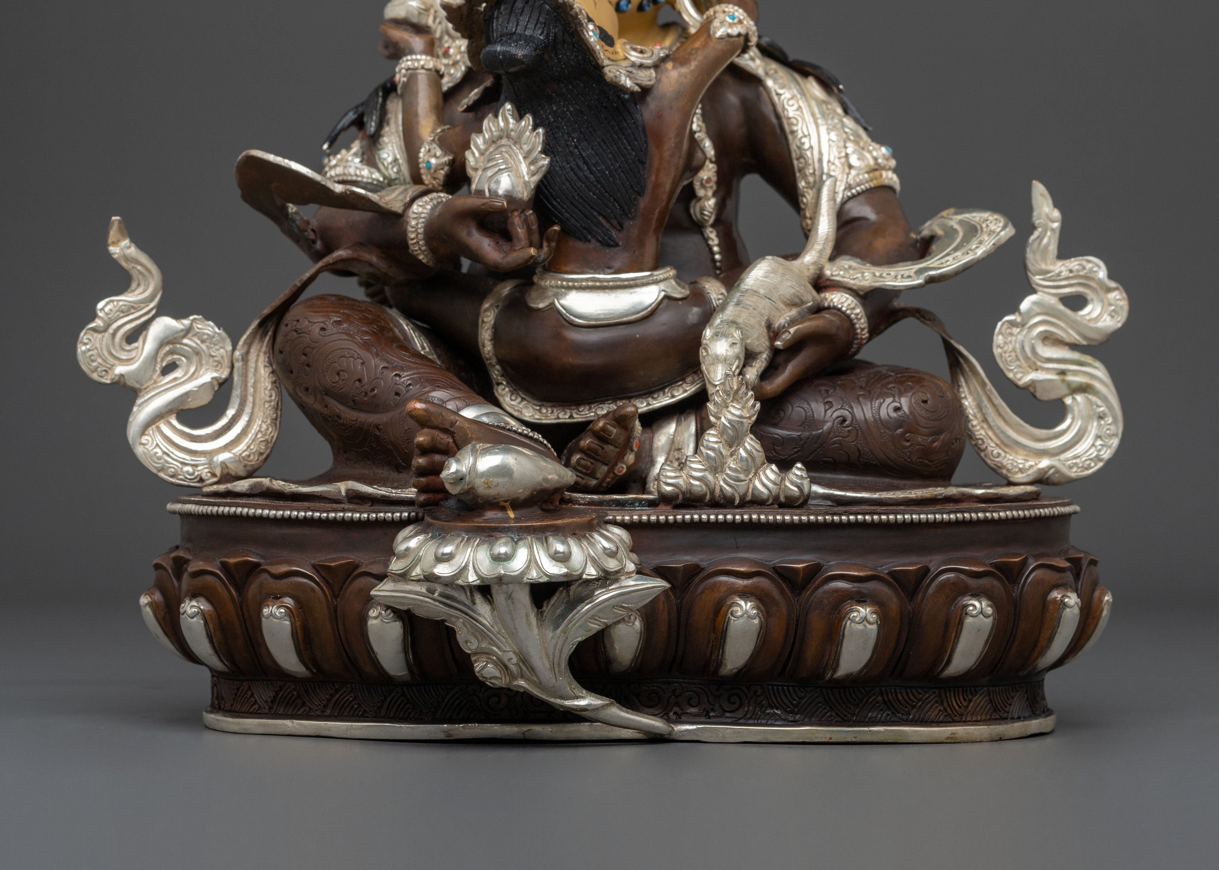 Red Dzambhala Statue | Oxidized Copper Wealth Deity