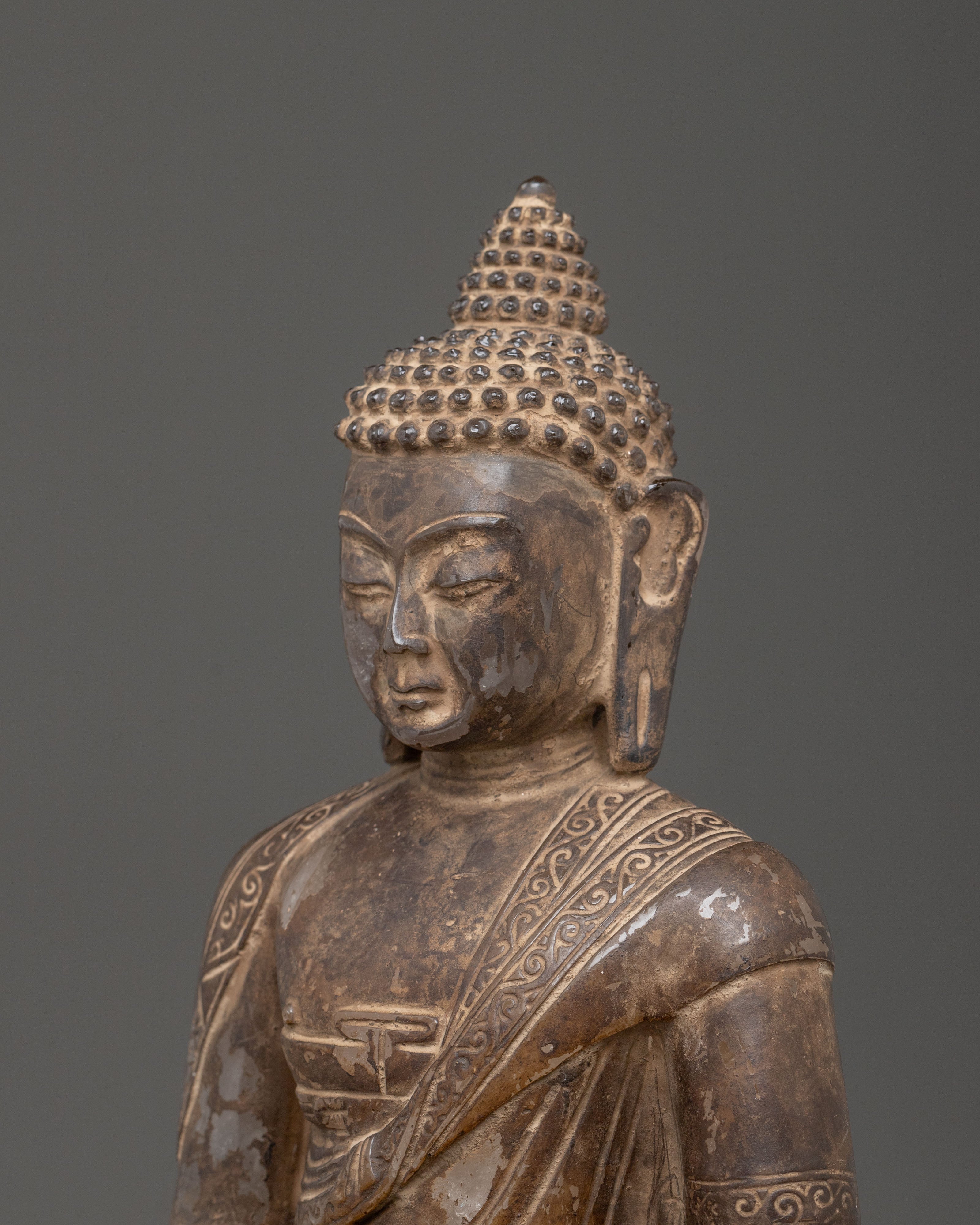 Amitabha Buddha Crystal Statue with Antique Finish