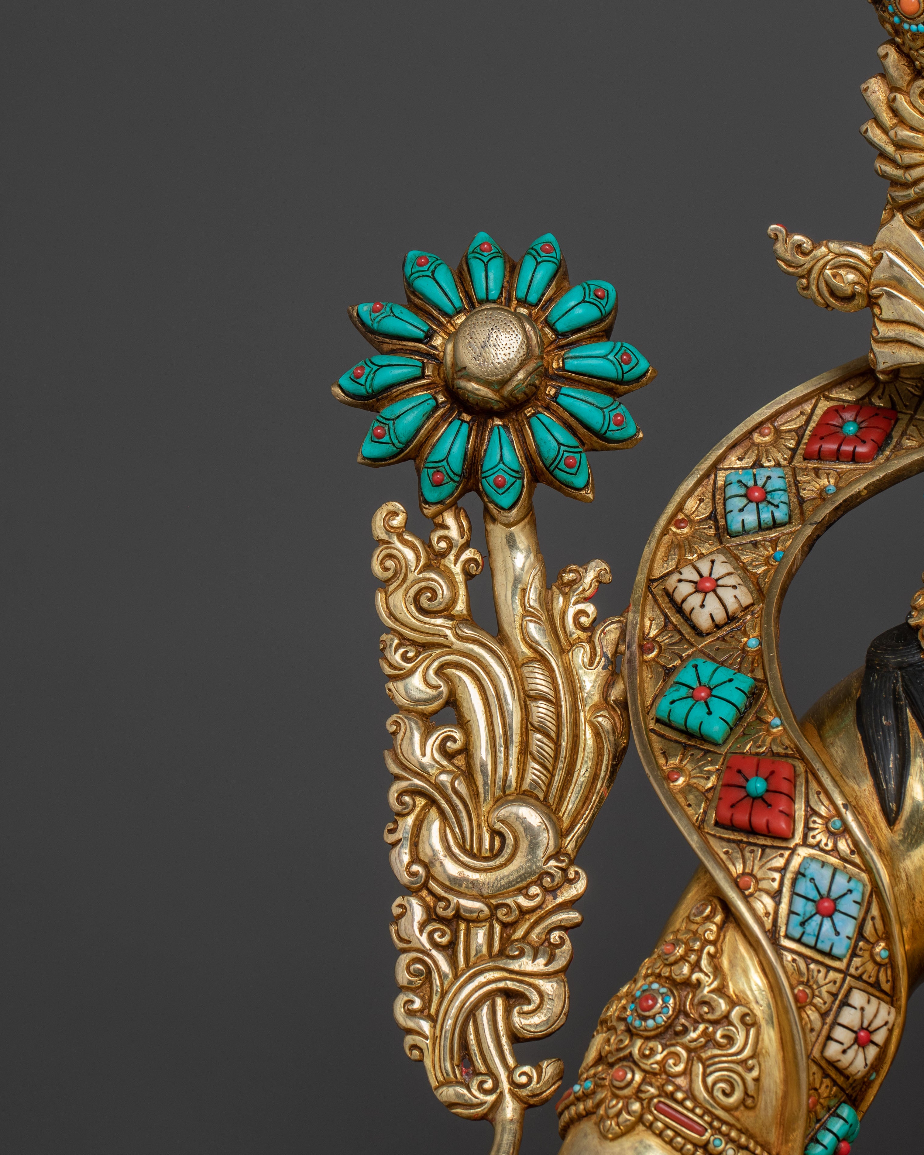 Life Size Green Tara Statue - 24K Gold Gilded