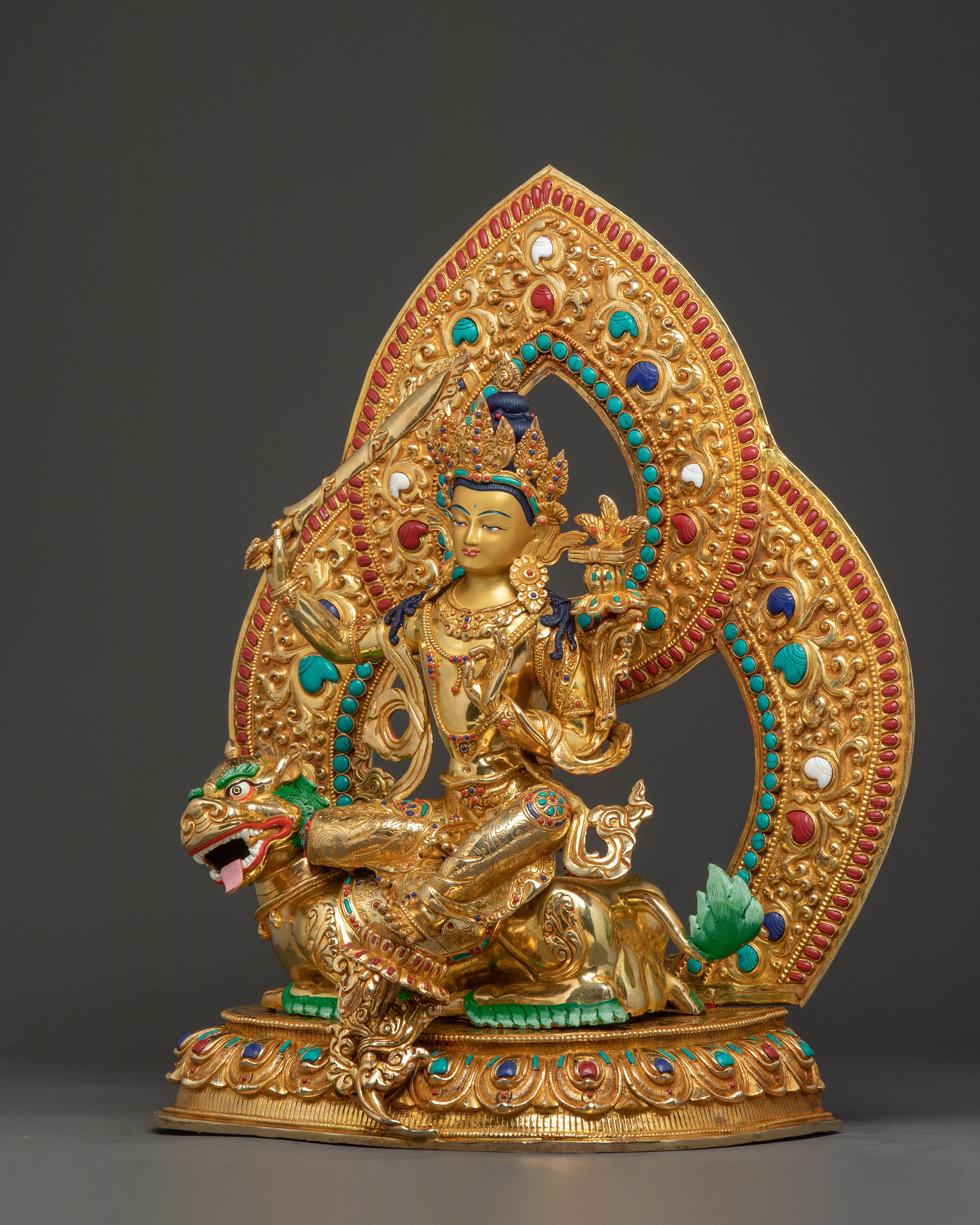 Simhanada Manjushri and Samanthabhadra Statue Set | Nepali Artistry