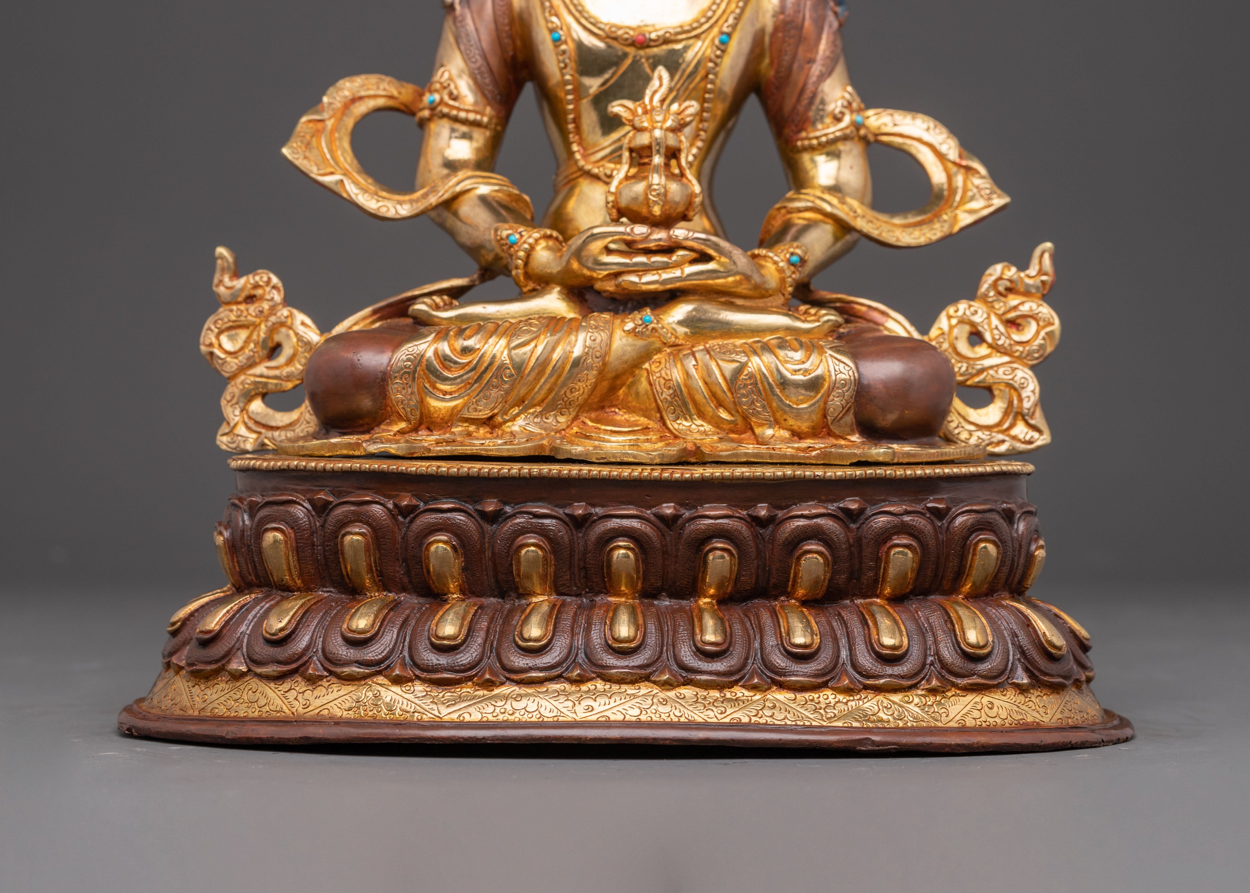 Handmade 24K Gold-Gilded Amitayus Statue | Traditional Himalayan Art