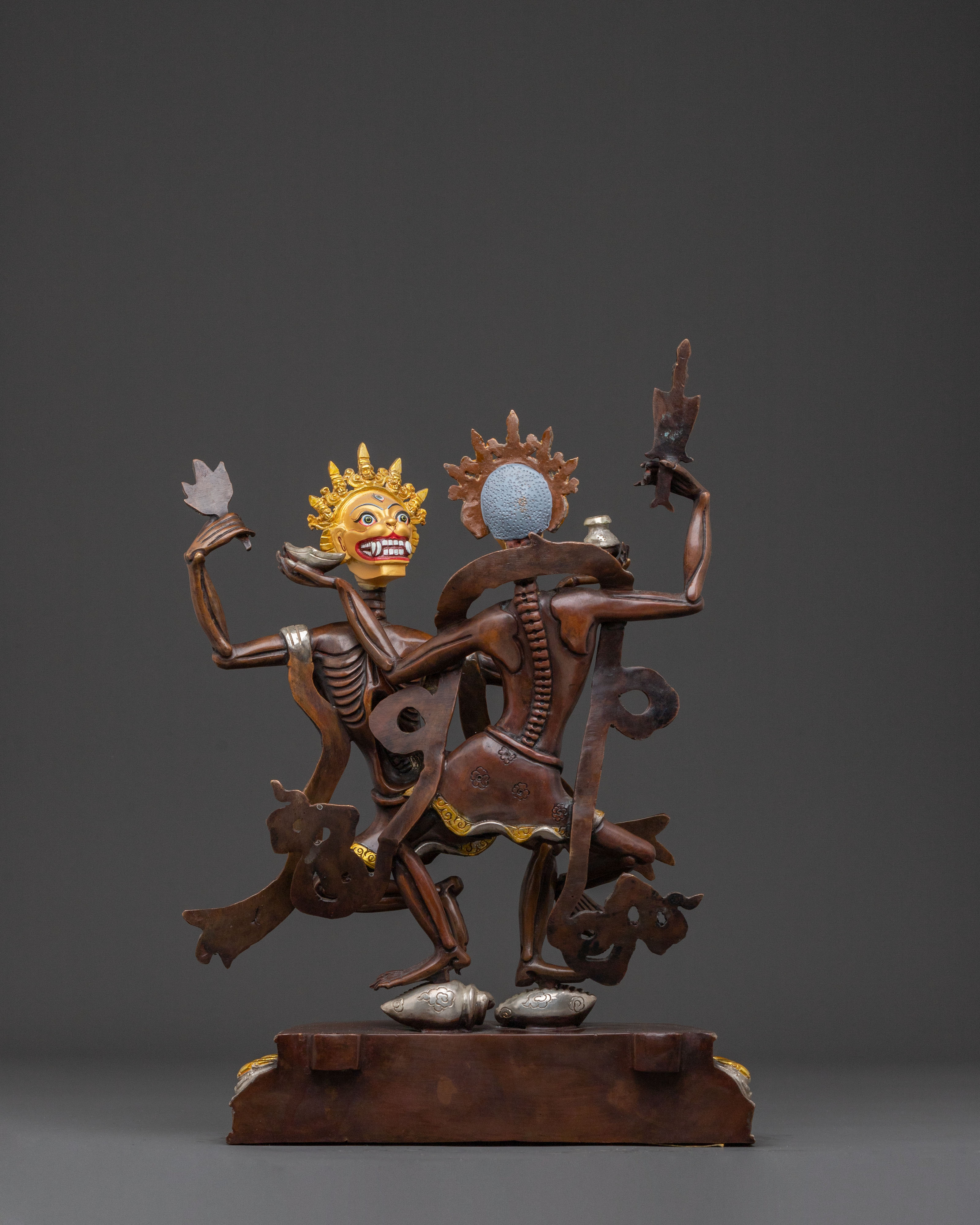 Chittipati Protection Statue: Copper Skeleton Duo