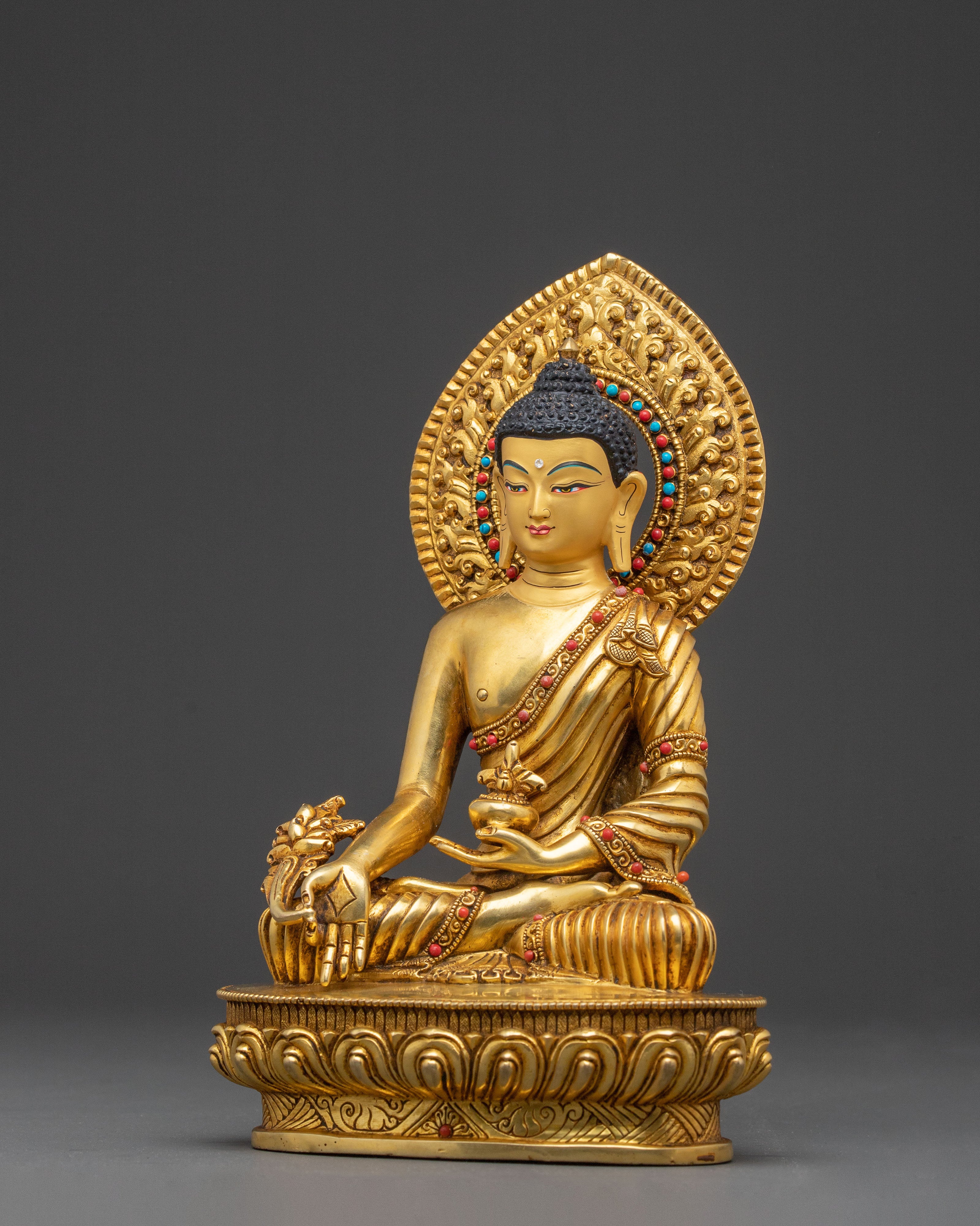 A 24K Gold Gilded Statue of Three Buddha Set: Sacred Harmony