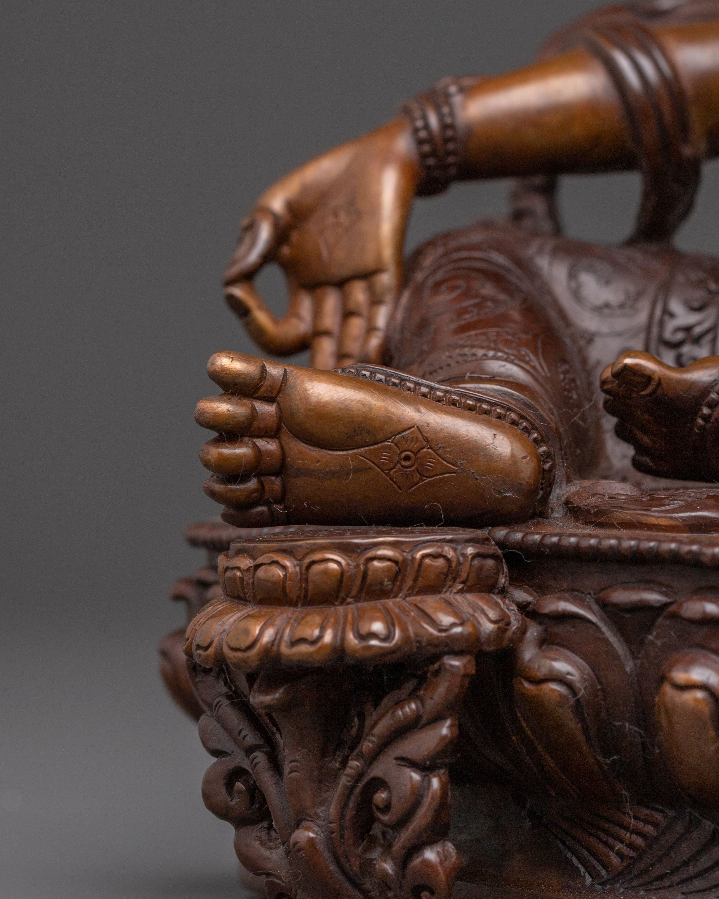 Green Tara Sacred Altar Statue: Oxidized Copper Serenity