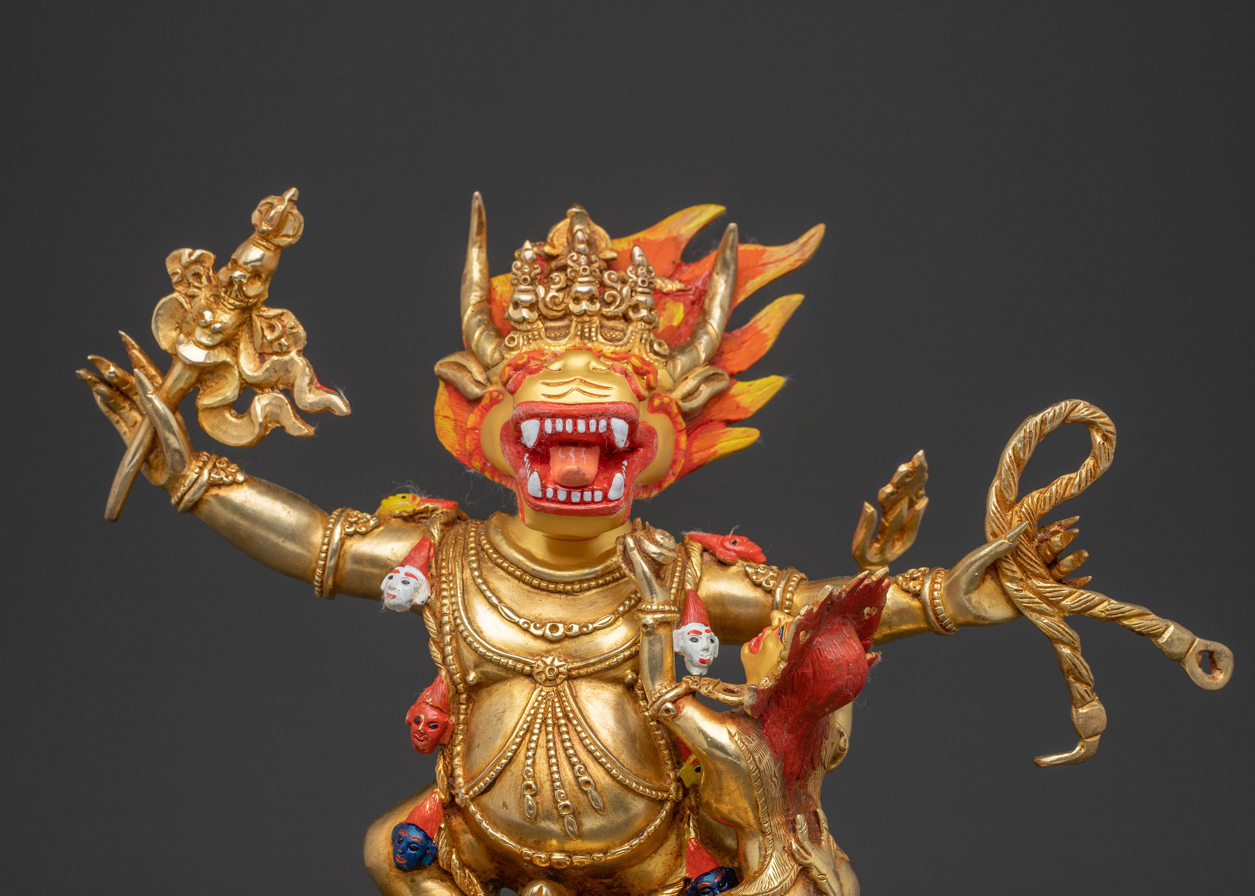 Yama Dharmaraja 24k Gold Gilded Statue | Copper Body