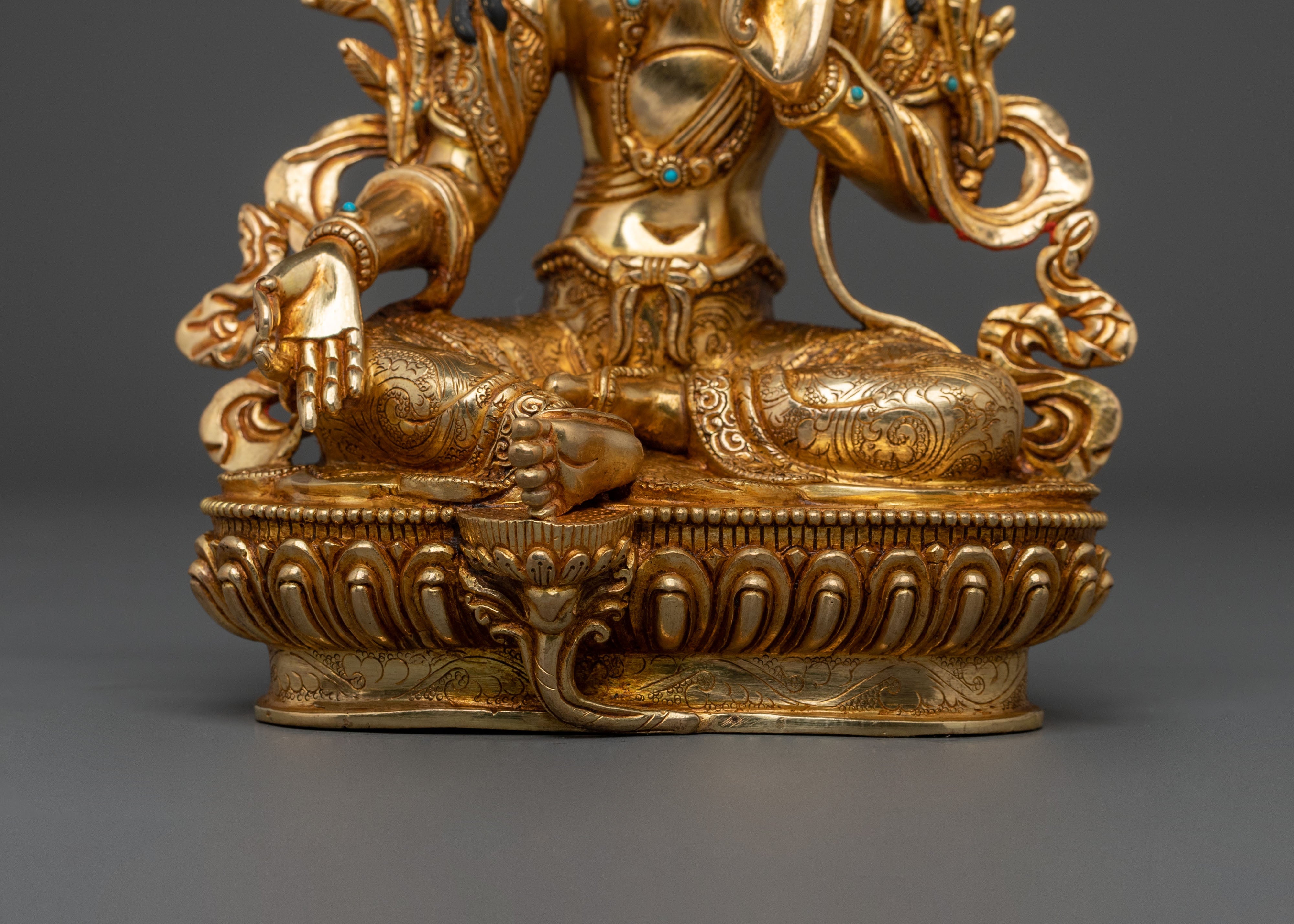 Green Tara Statue | Handcrafted 24K Gold Gilded
