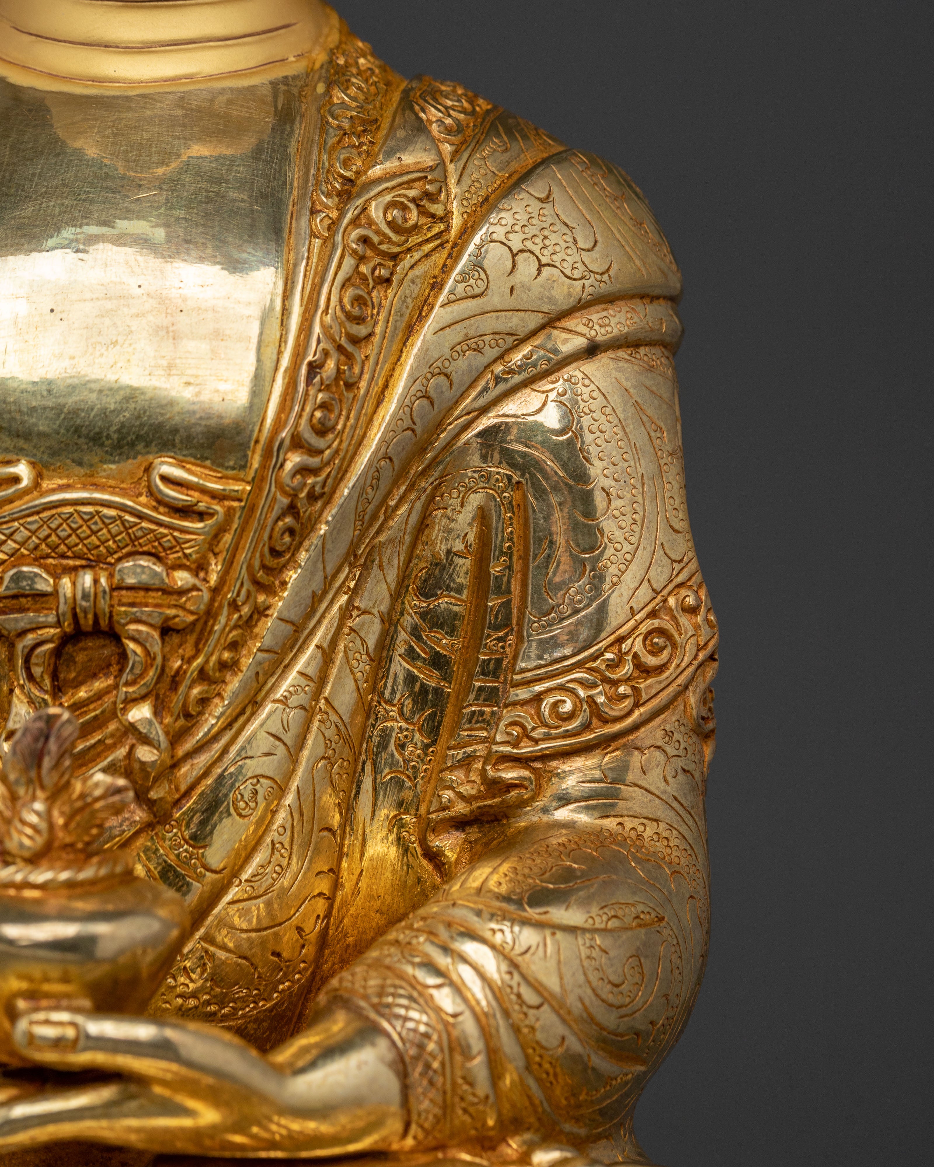 Handmade Medicine Buddha Sculpture | 24K Gold Gilded