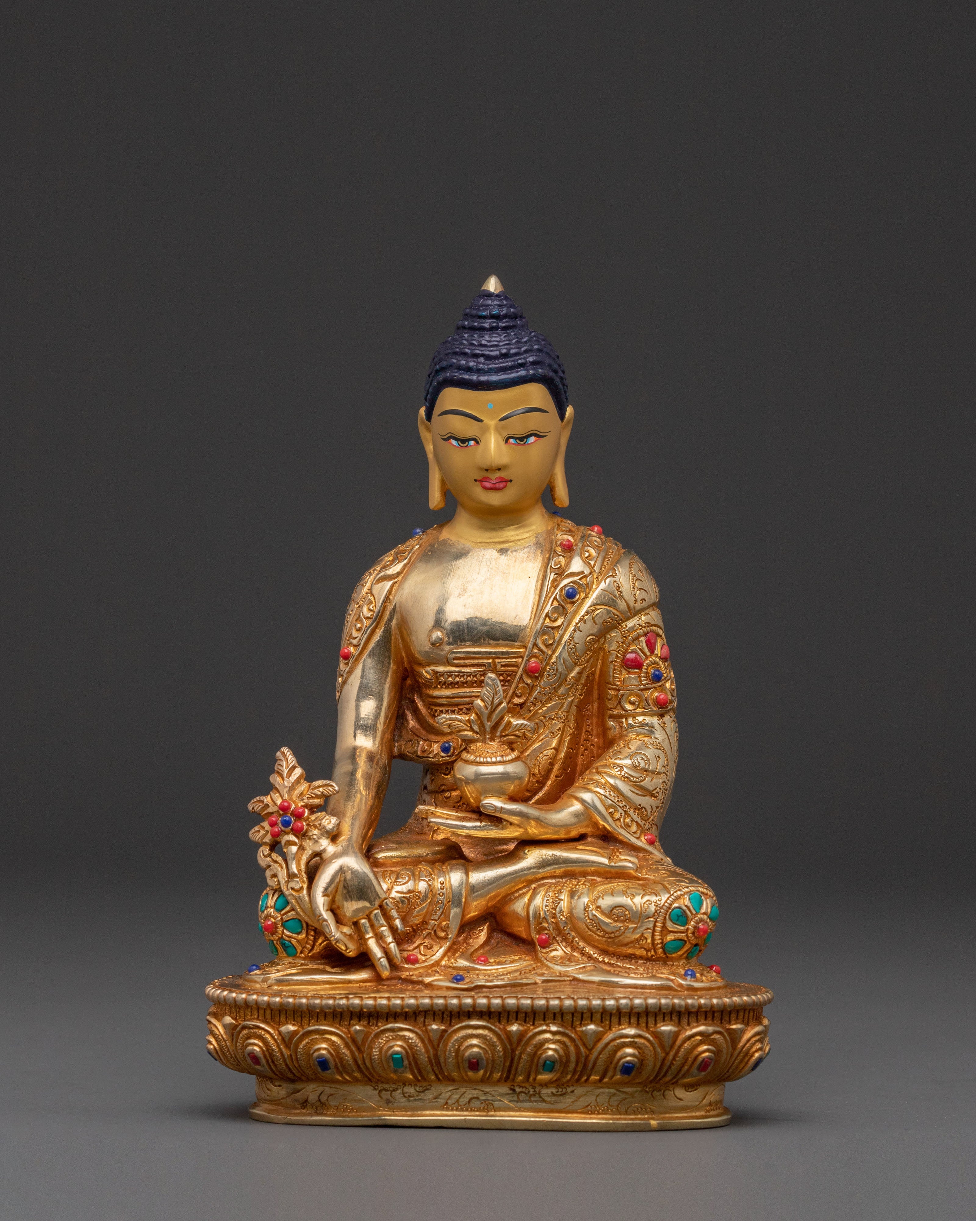 Medicine Buddha Sacred Statue | Handcrafted 24K Gold Gilded