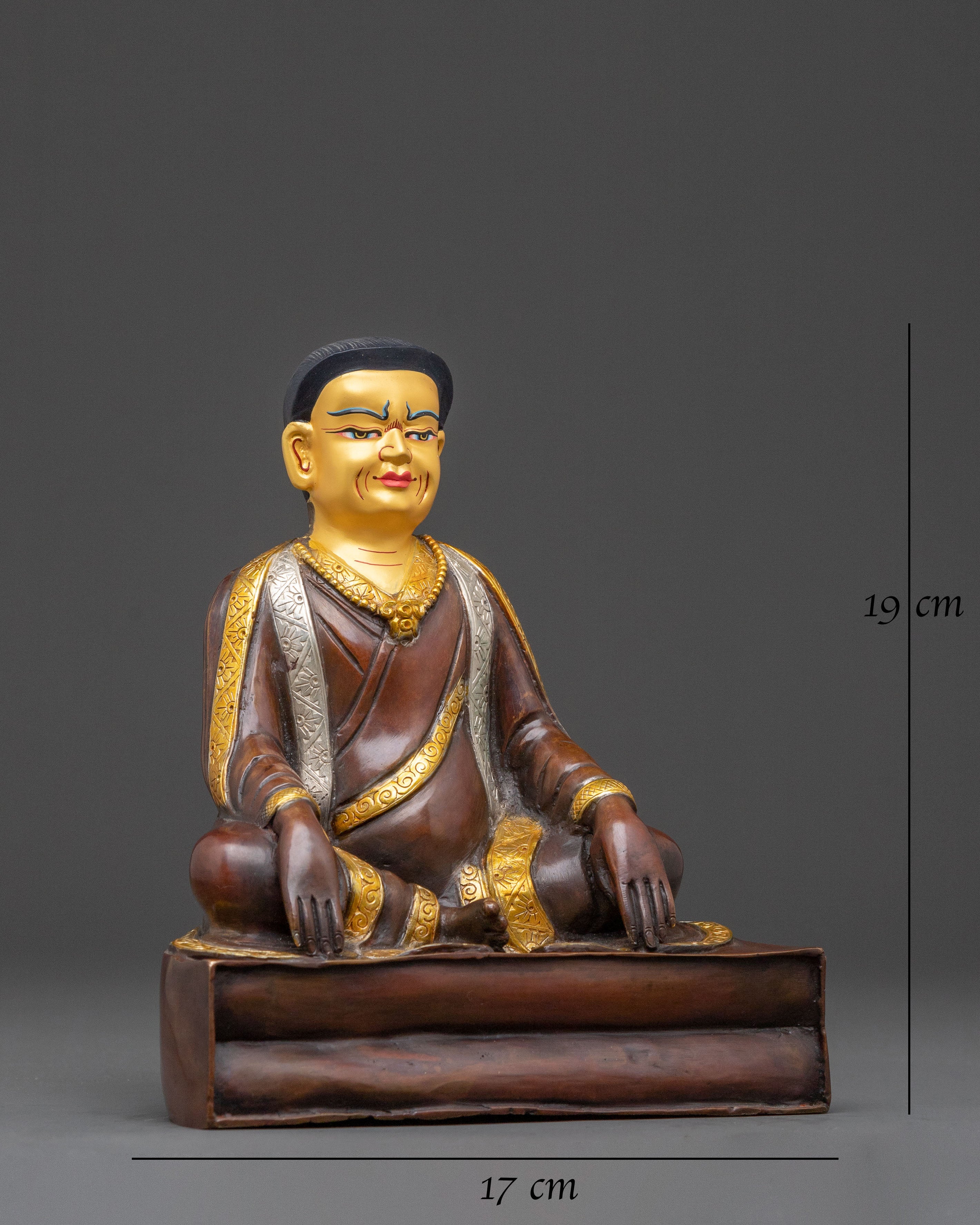 Marpa Dharma Teacher Statue - Handcrafted Gilded Copper