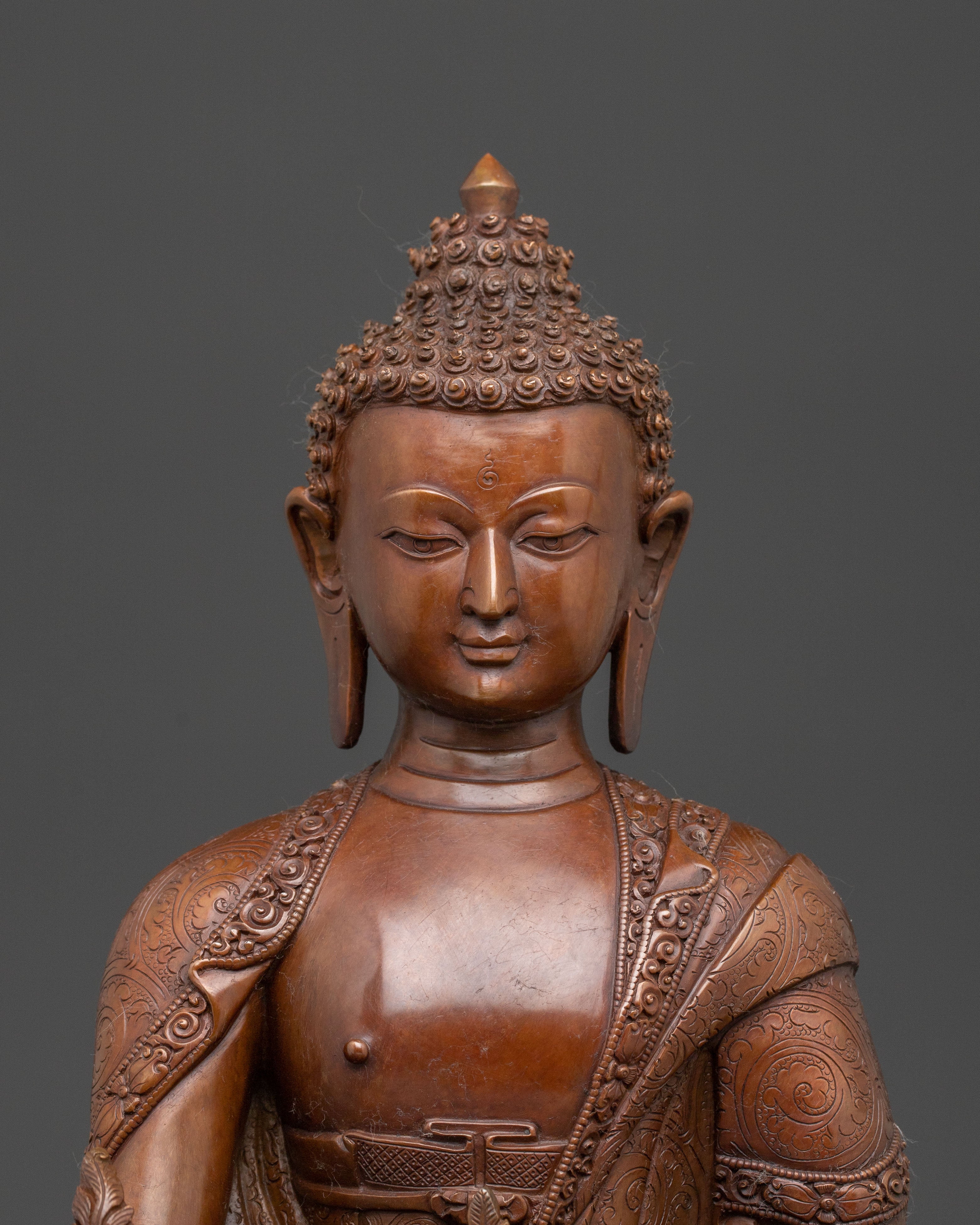 Healing Medicine Buddha Handcrafted Statue in Oxidized Copper