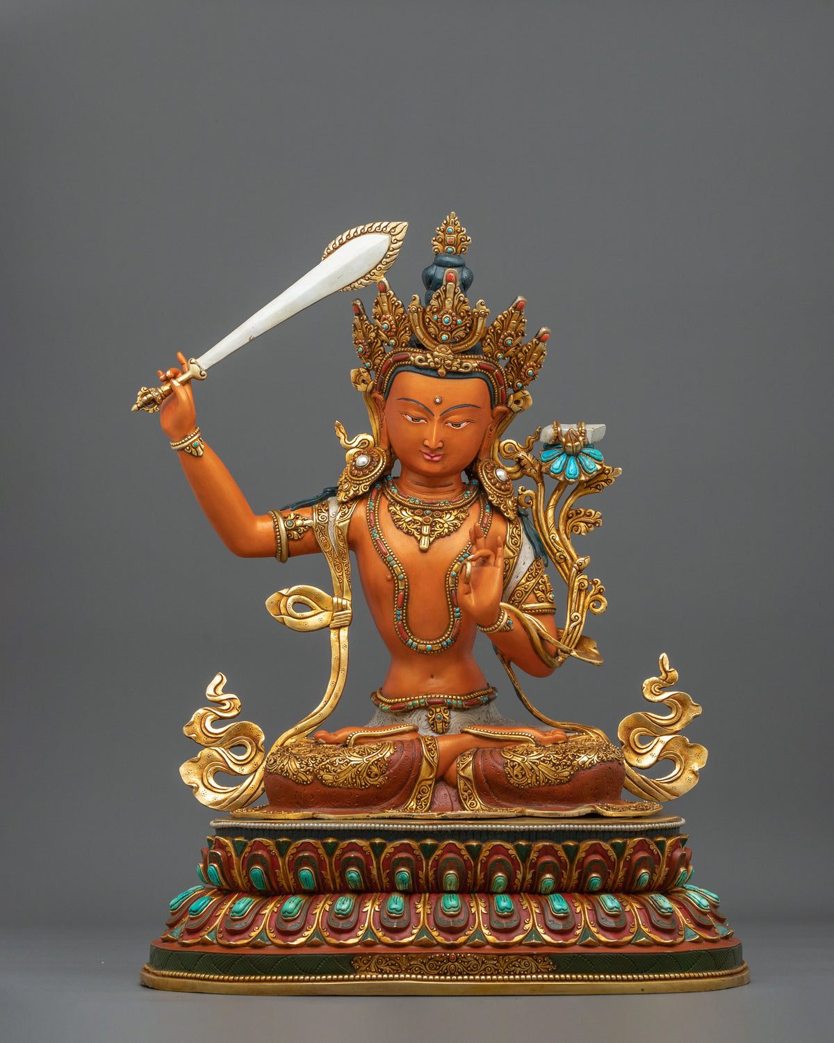 Manjushri Statue with 24K Gold Gilding | Made in Nepal