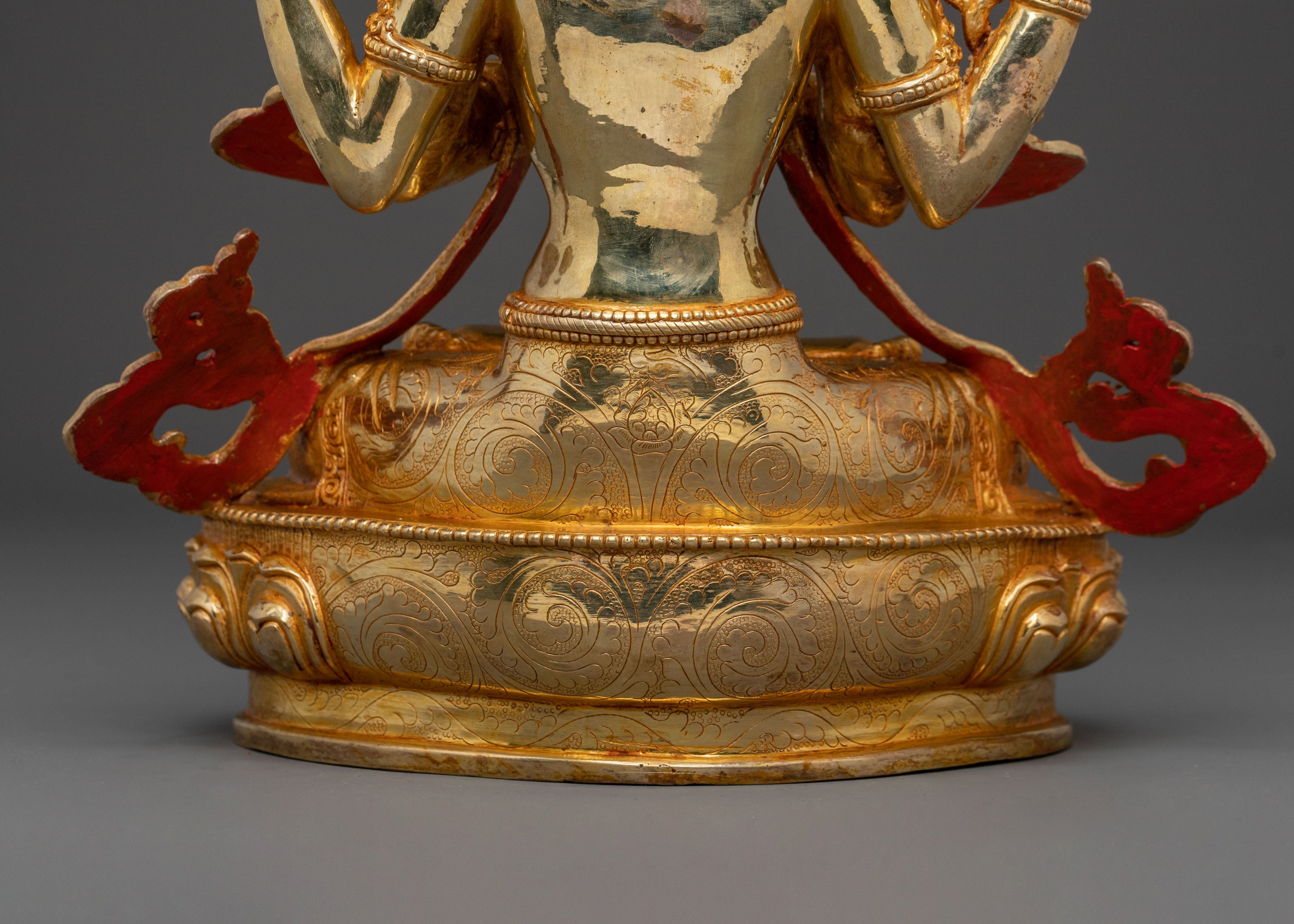 Chenrezig 24K Gold Gilded Statue: Divine Presence