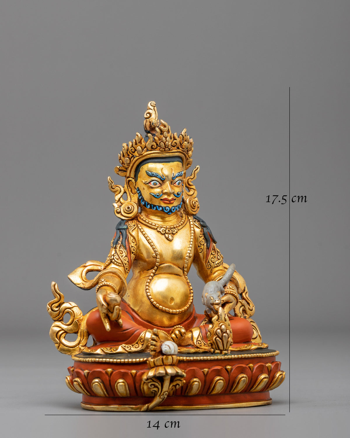 Dzambhala 24K Gold Plated Sculpture | Tibetan Figurine