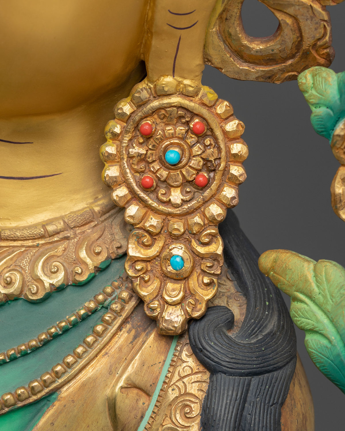 Green Tara Copper Statue with 24K Gold Gilding